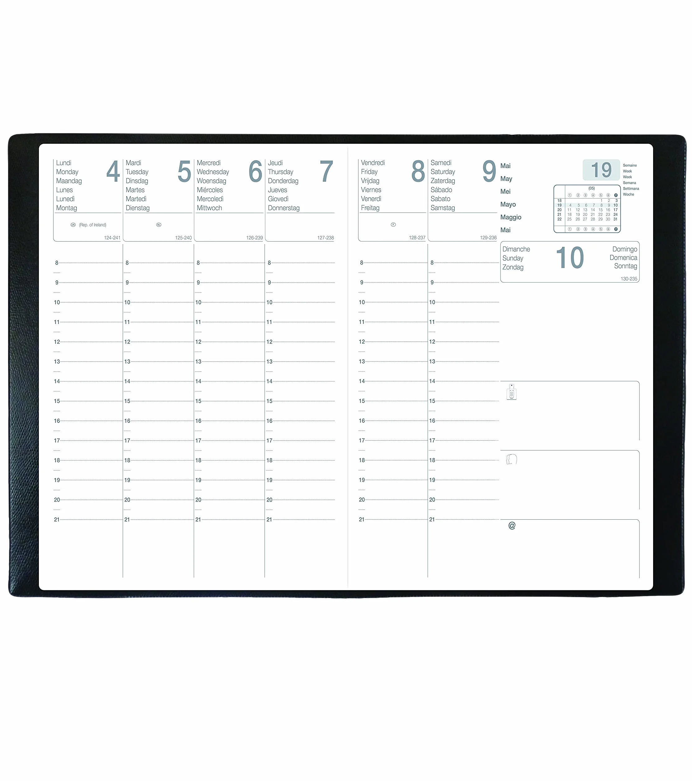 Agenda Semainier Saturne Noir 21 x 29,7 cm Janvier 2026 à Décembre 2026