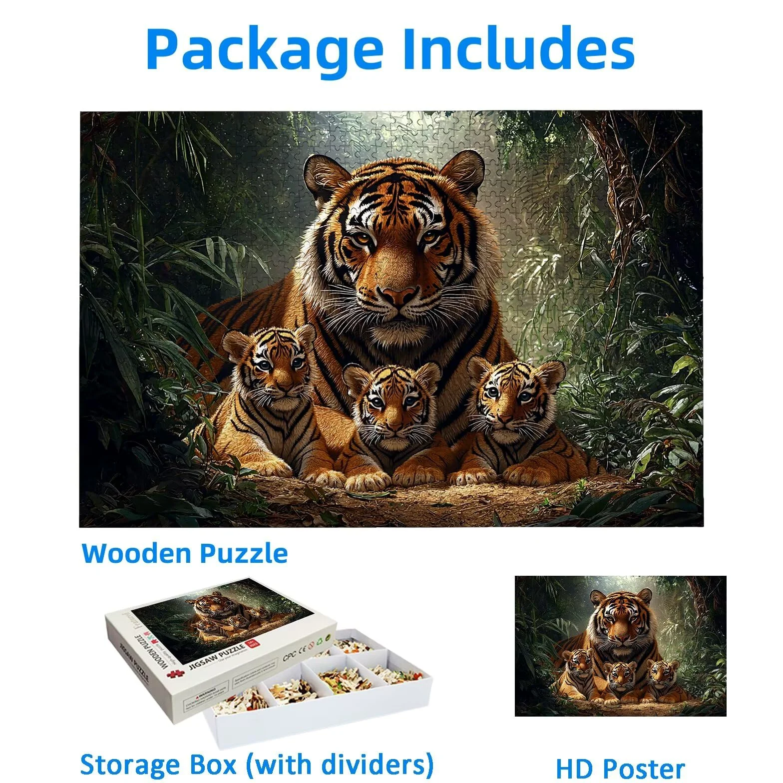 Puzzle Tigre 1500 Pièces Adultes, Puzzle 1500 Pièces pour Adultes et Enfants à Partir de 14 Ans, Animal Puzzles Bois de Qualité Supérieure avec Une Boîte d'Emballage Exquise, Cadeau Femme/Homme, -1511