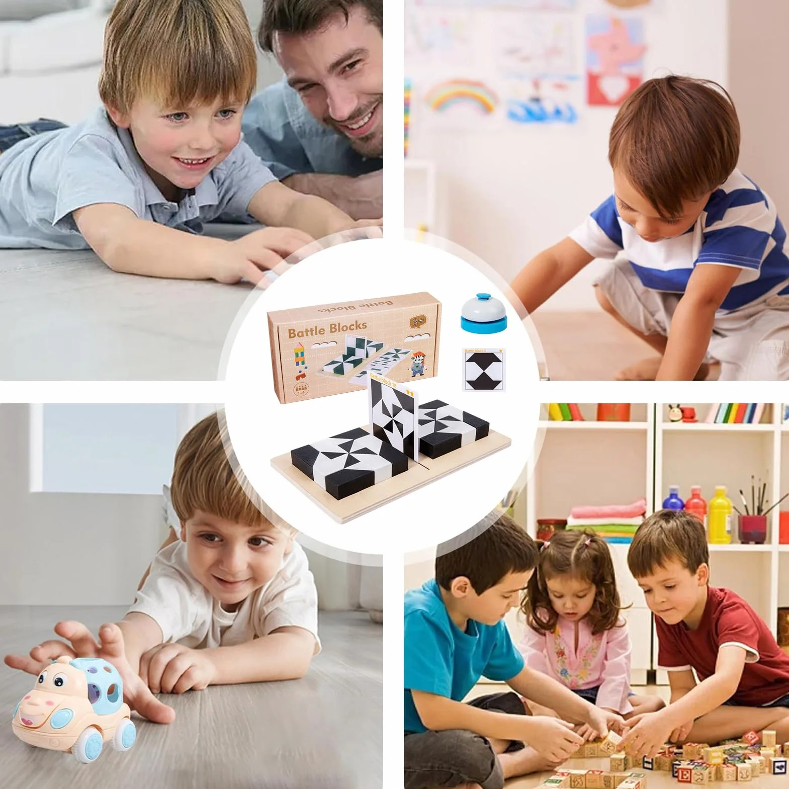 Puzzle en Bois à Blocs Cachés Jeu de Correspondance de Formes Géométriques pour Enfants
