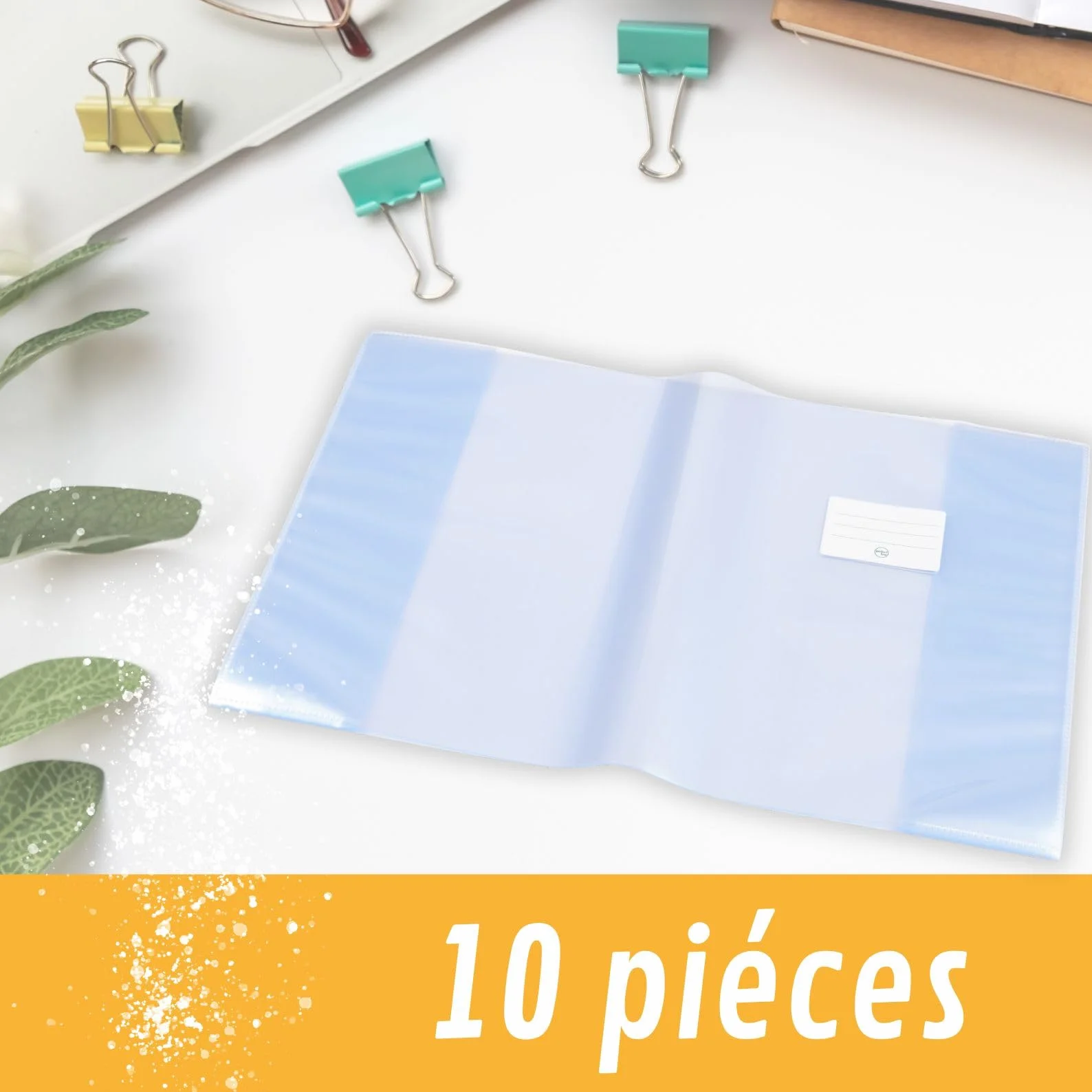 Protège-cahiers transparent cristal 32 x 24 cm lot de 10 PP recyclable sans acide