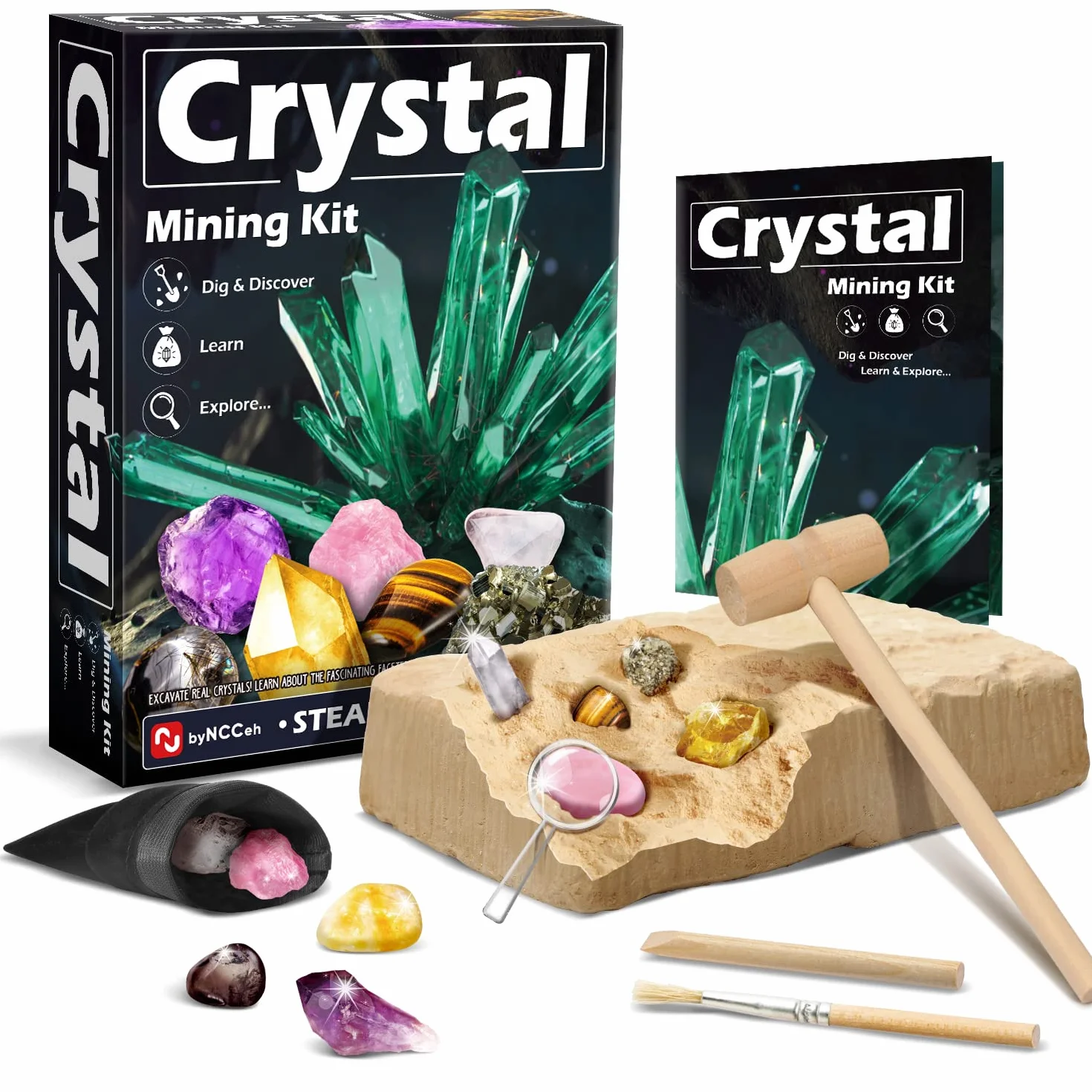 Kit Archéologie Enfant Jouet de Fouille Cristaux Pierres Précieuses 5 Pierres Précieuses Cristaux Mystérieux Cadeau Garçons Filles