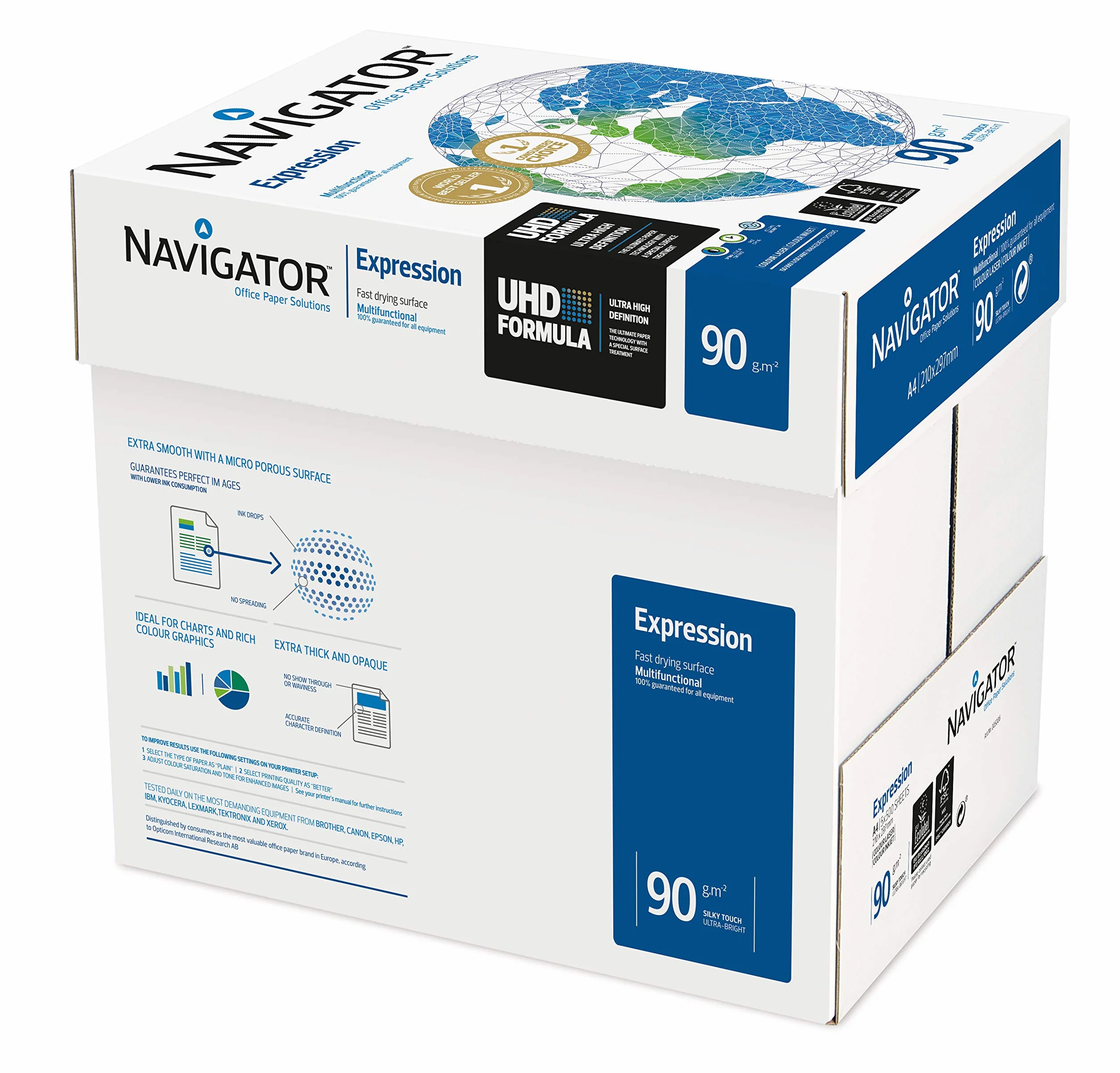 Navigator Expression Papier premium Blanc 90 g/m² A4 5 x 500 feuilles