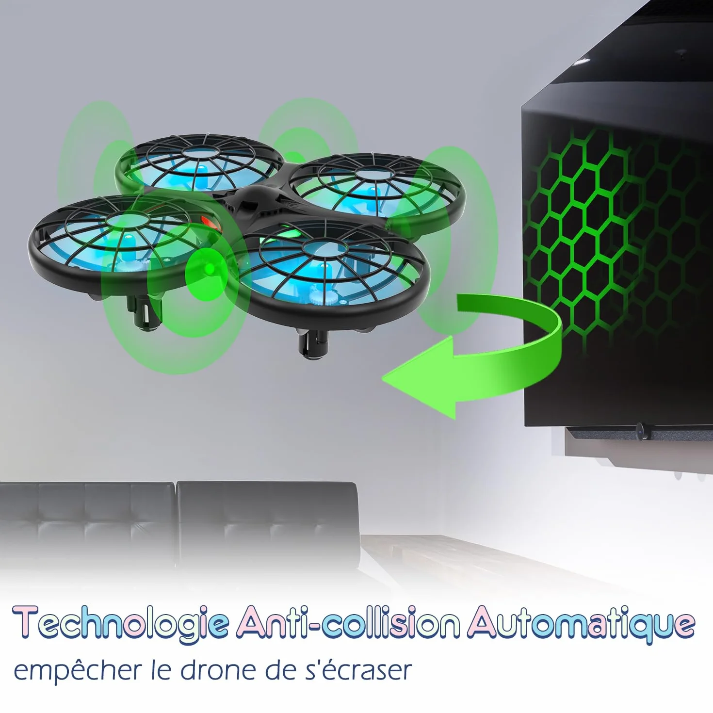 Drone pour Enfant Mini Drone Télécommandé Anti-Collision Automatique Certification C0