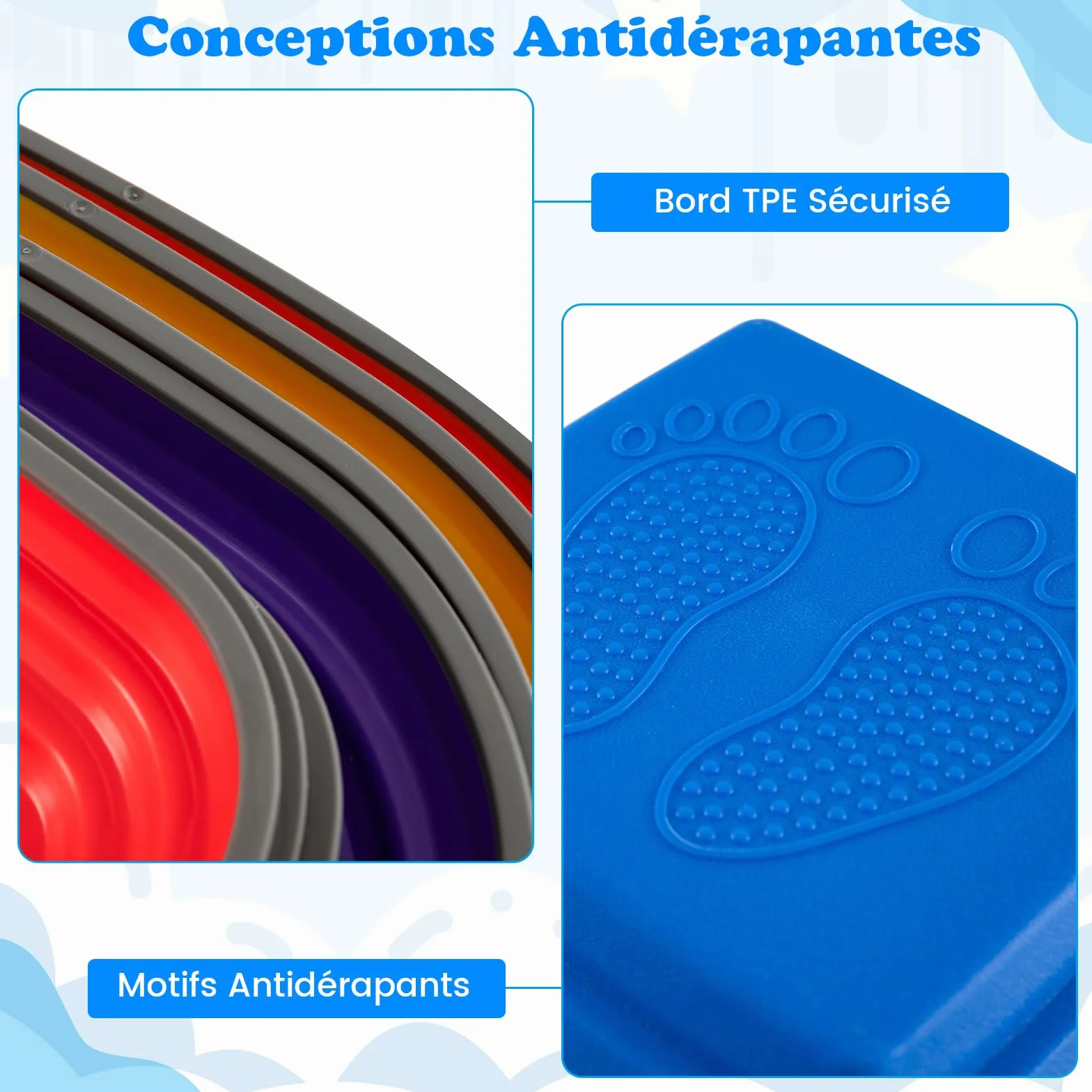 COSTWAY Pierres d'équilibre Empilables Enfant Bord TPE, Parcours Motricité Motif Antidérapant, Jouet Sensoriel Intérieur Extérieur, Charge 80kg 3 Ans+