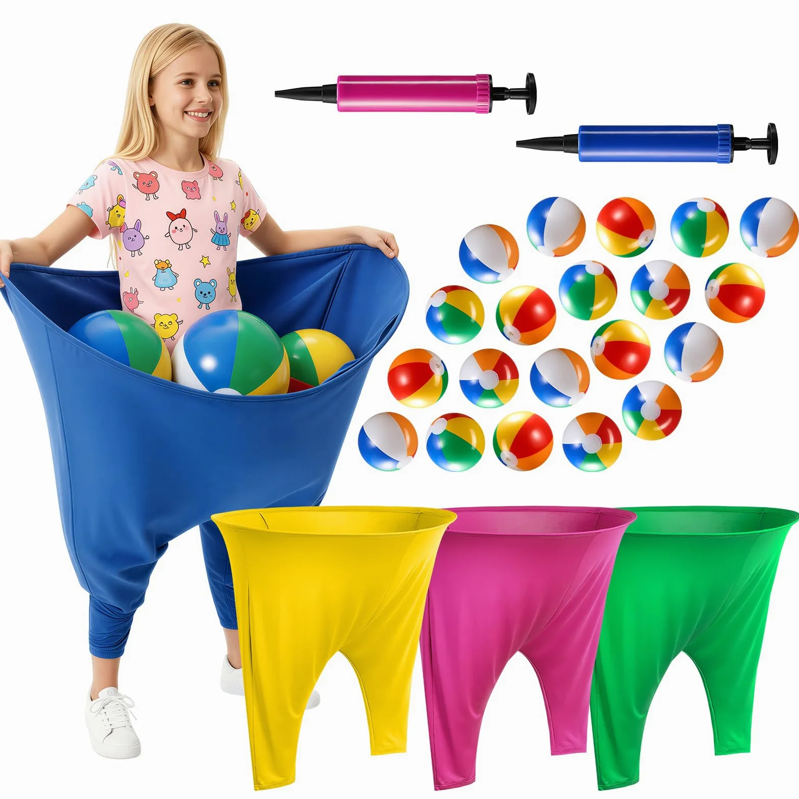 Ensemble de jeu de 4 pantalons de grand-mère avec balles rebondissantes pour adultes et enfants, jeux de fête de famille ultimes dans le jardin