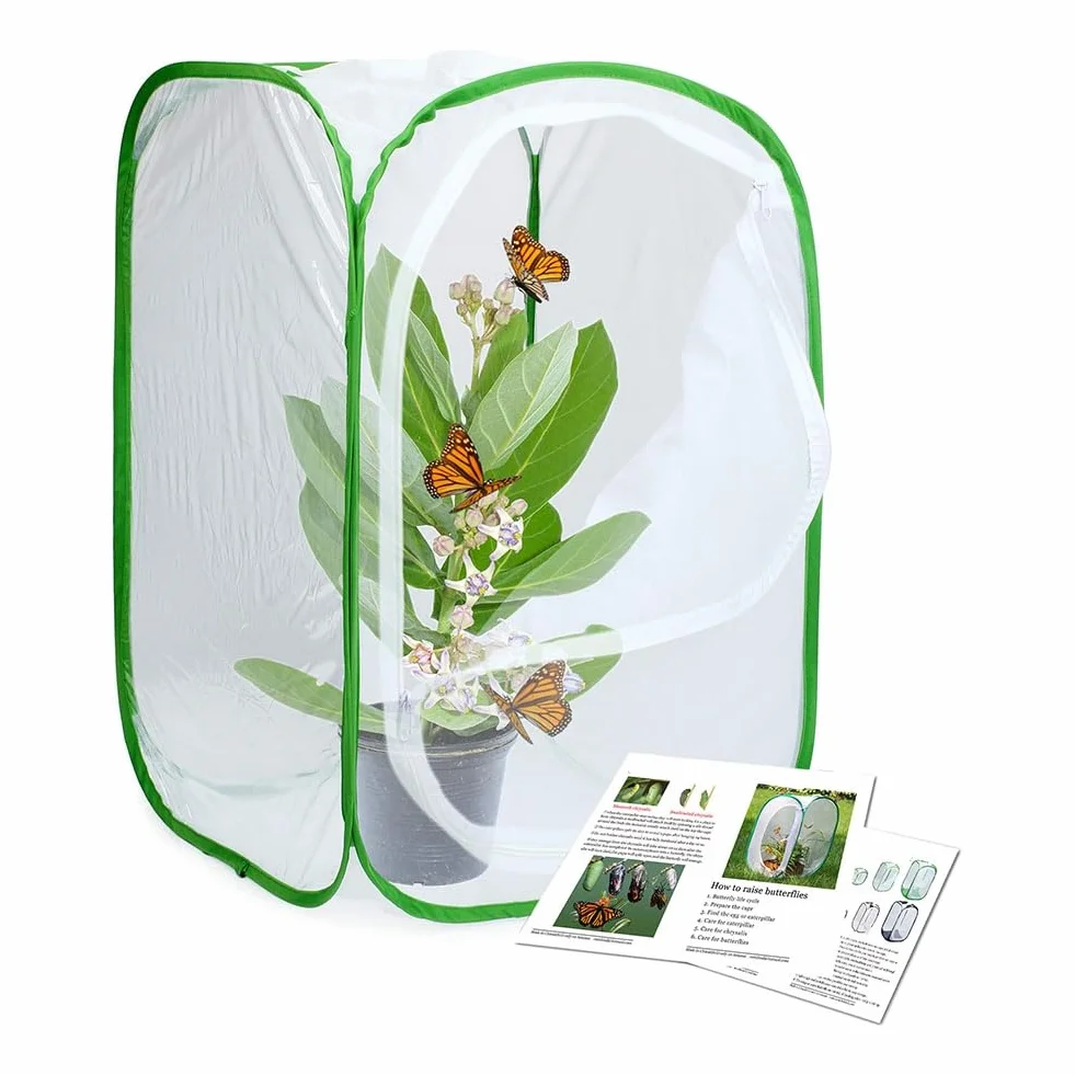 Lot de 2 cages à insectes et papillons pour terrarium 40 x 40 x 60 cm