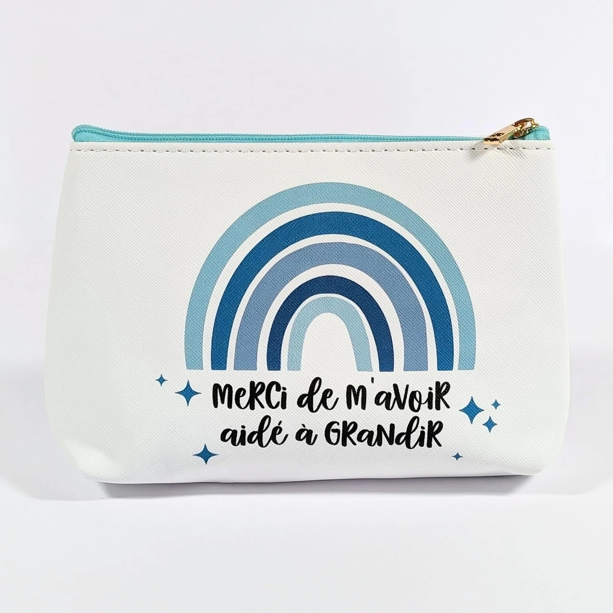 Pochette Merci de m'avoir aidé à Grandir Cadeau Nounou Maitresse Atsem Aesh Fin d'année Scolaire Bleu
