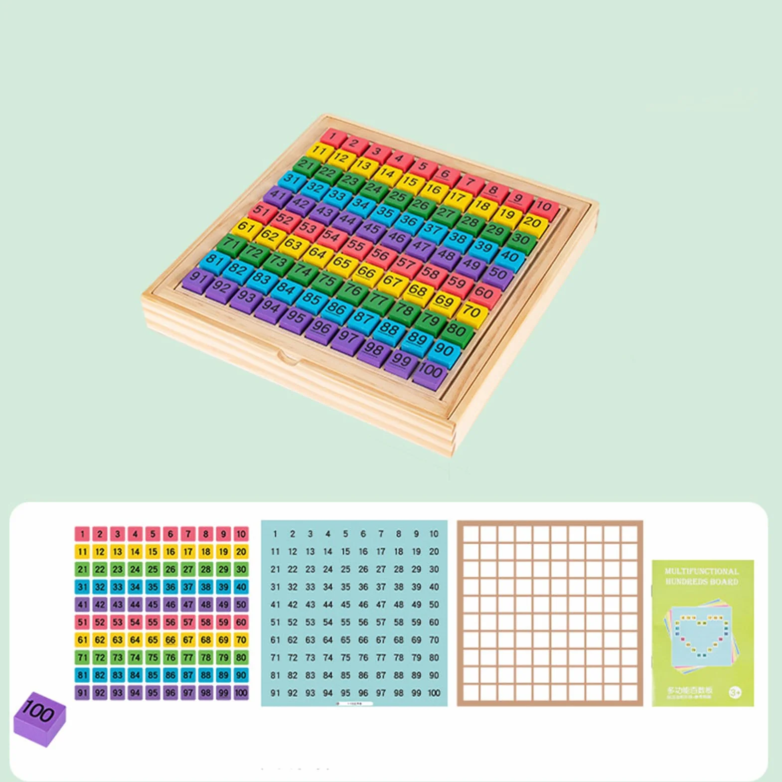 Tableau de chiffres à compter avec perles lumineuses, centaines de chiffres, design compact, exercice pratique d'arithmétique