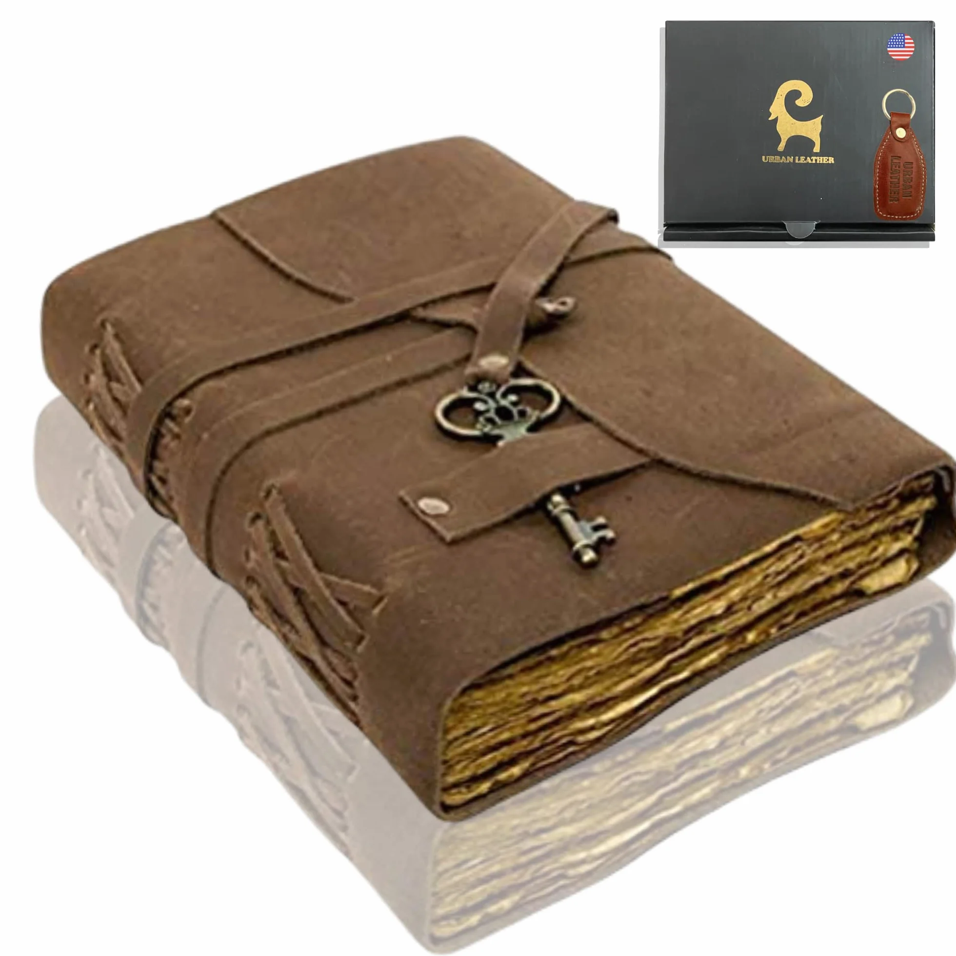 Carnet en Cuir Journal Vintage avec Pages Vierges épaisses Non Lignées 18 x 13 cm
