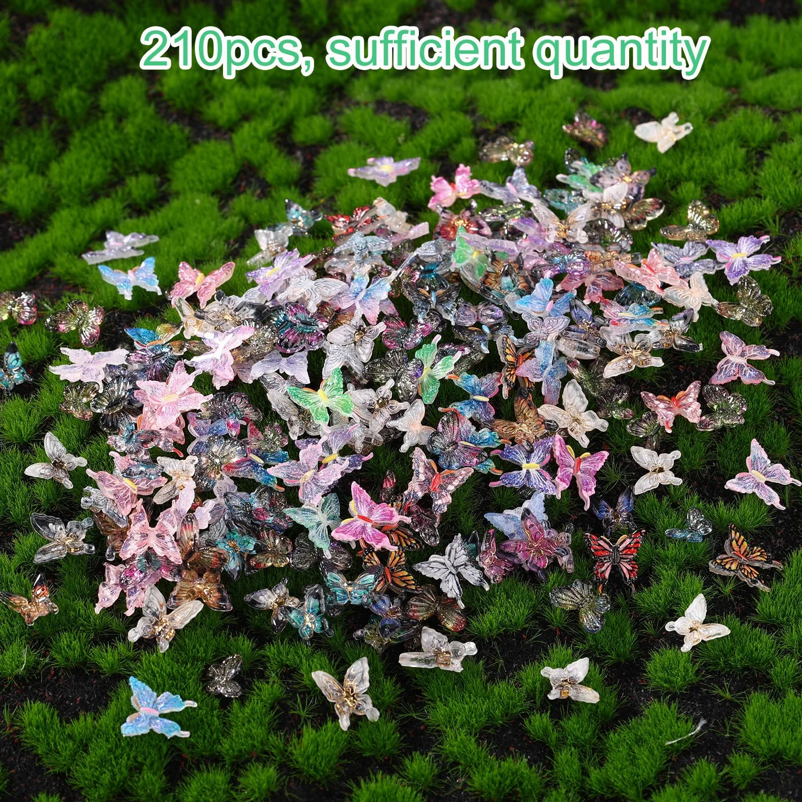 Lyreh 210pcs Mini Papillons en Résine Figurines pour Décoration de Jardins Miniatures