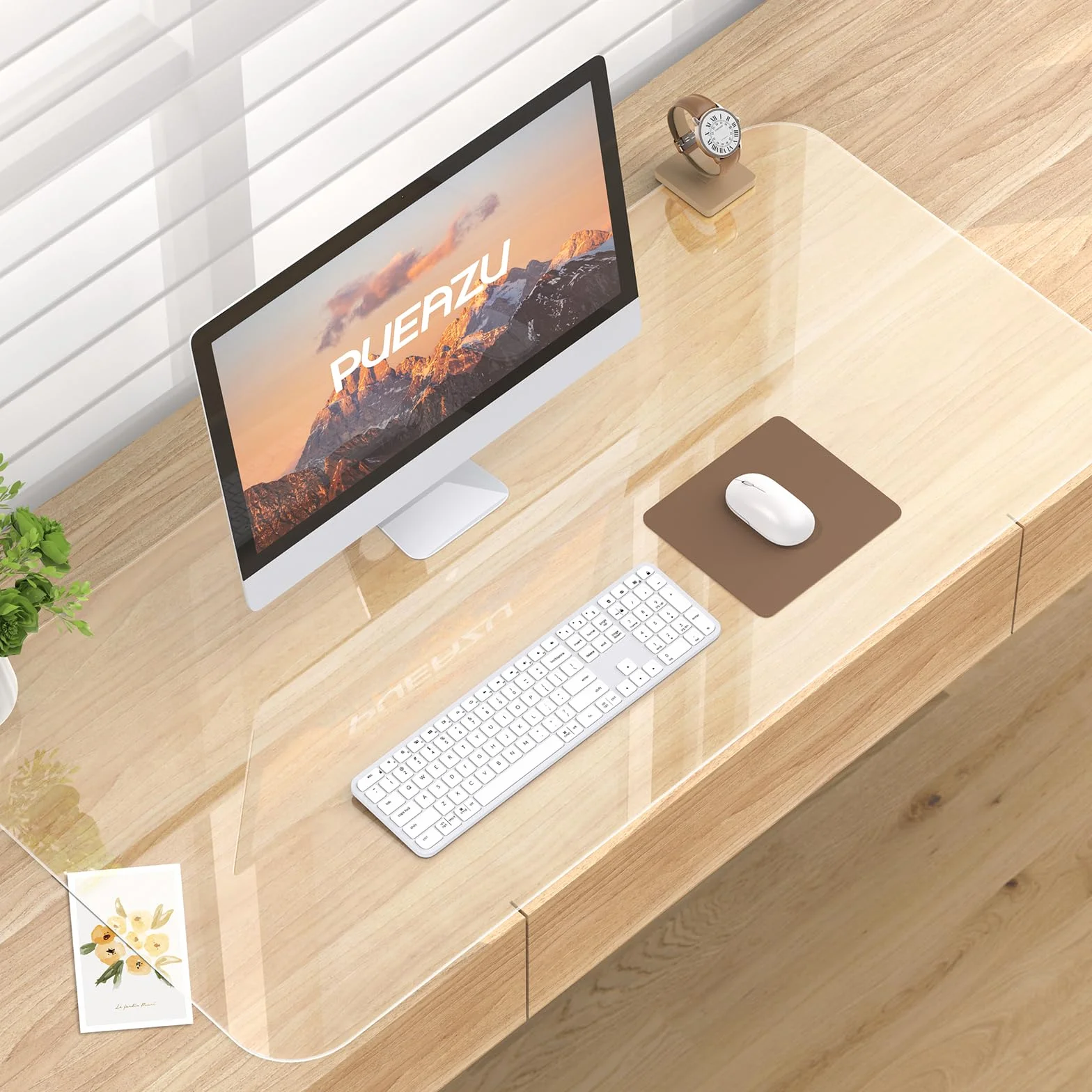 Tapis de Bureau Transparent 80x40 cm 1.5mm PVC Antidérapant Résistant à la Chaleur