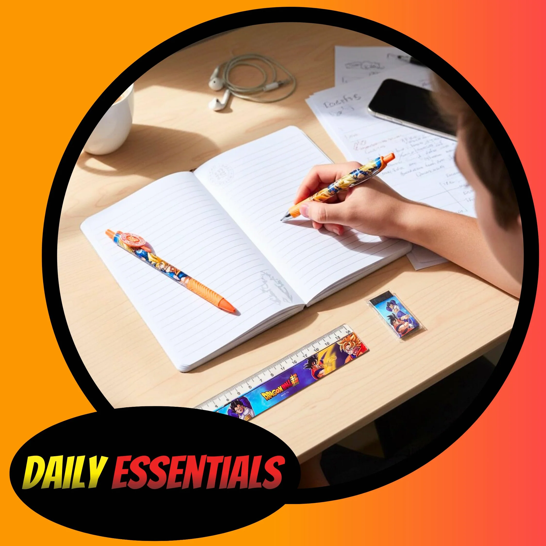 Dragon Ball Z Ensemble de Papeterie Cahier Règle Crayon Stylo Coffret Cadeau