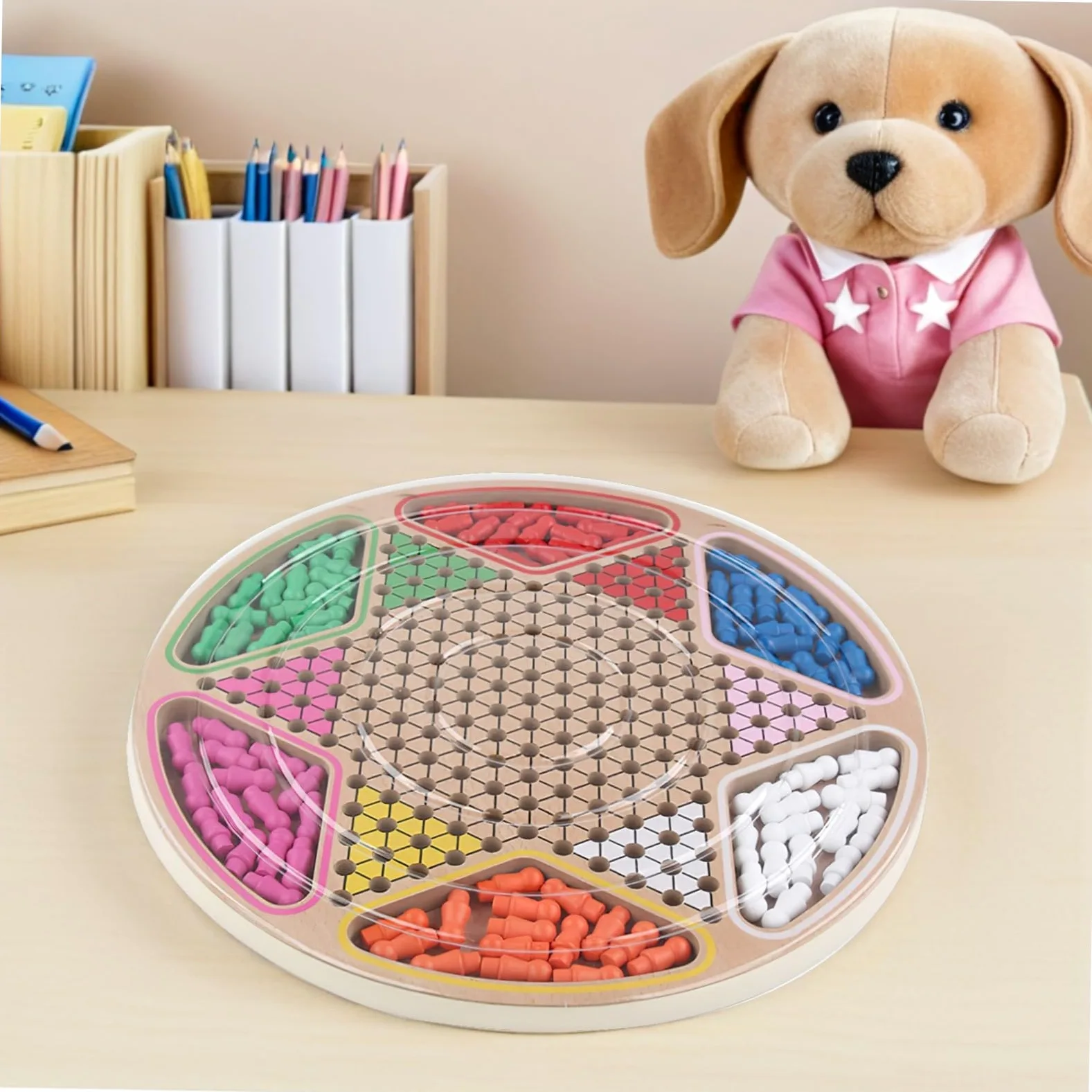Jeu de Dames Chinoises Éducatives Deux Bois pour Garçon et Filles | Surface Lisse, Marron, Ne Se Fissure Pas Facilement, Ne Se Déforme Pas, Format Bureau