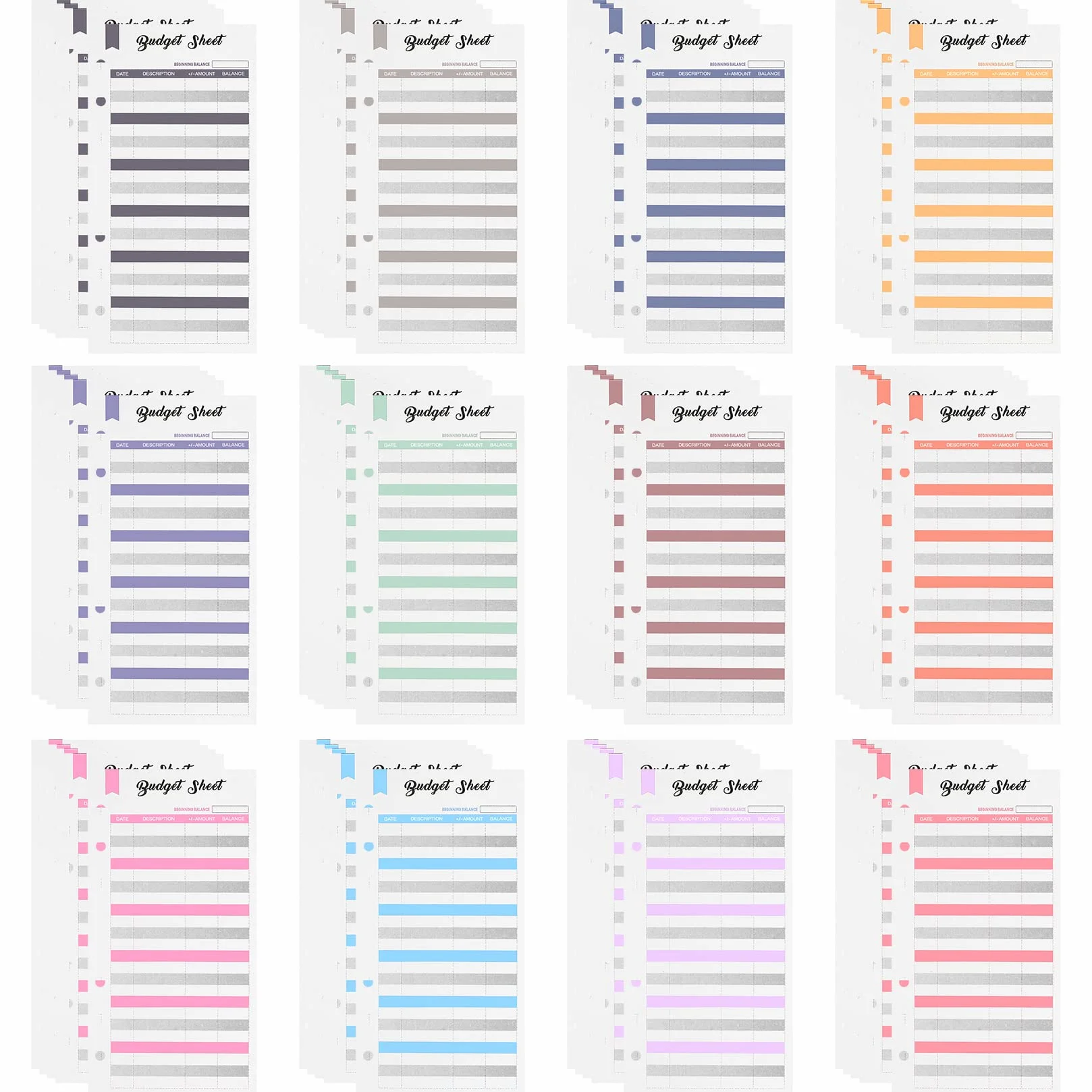 Feuilles de Budget A6 6 Trous, Recharges pour Organisateur de Budget, Accessoires de Bureau Maison École