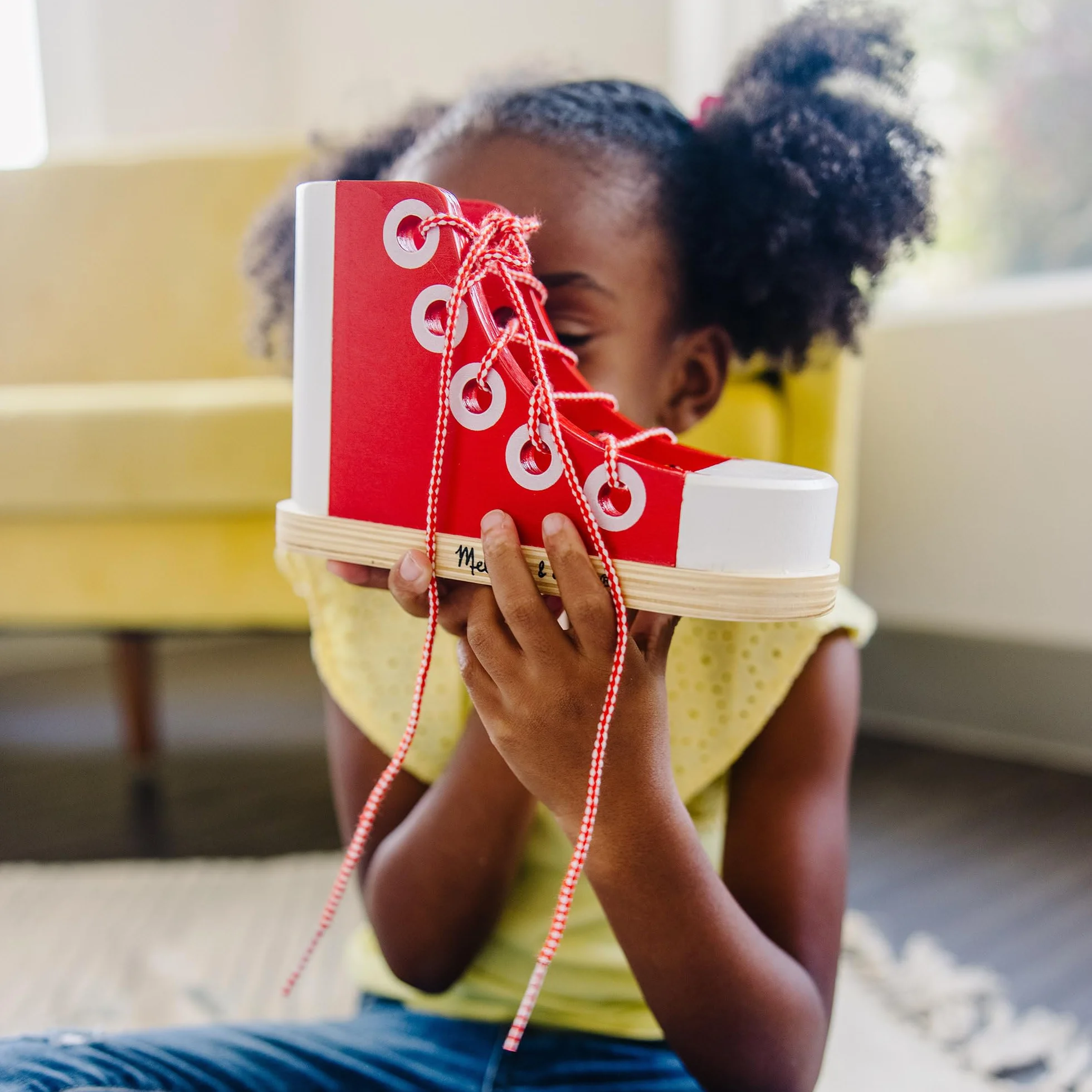 Melissa & Doug Chaussure À Lacer Jouet en Bois Apprendre À Faire Ses Lacets Cadeau Enfant 3 Ans