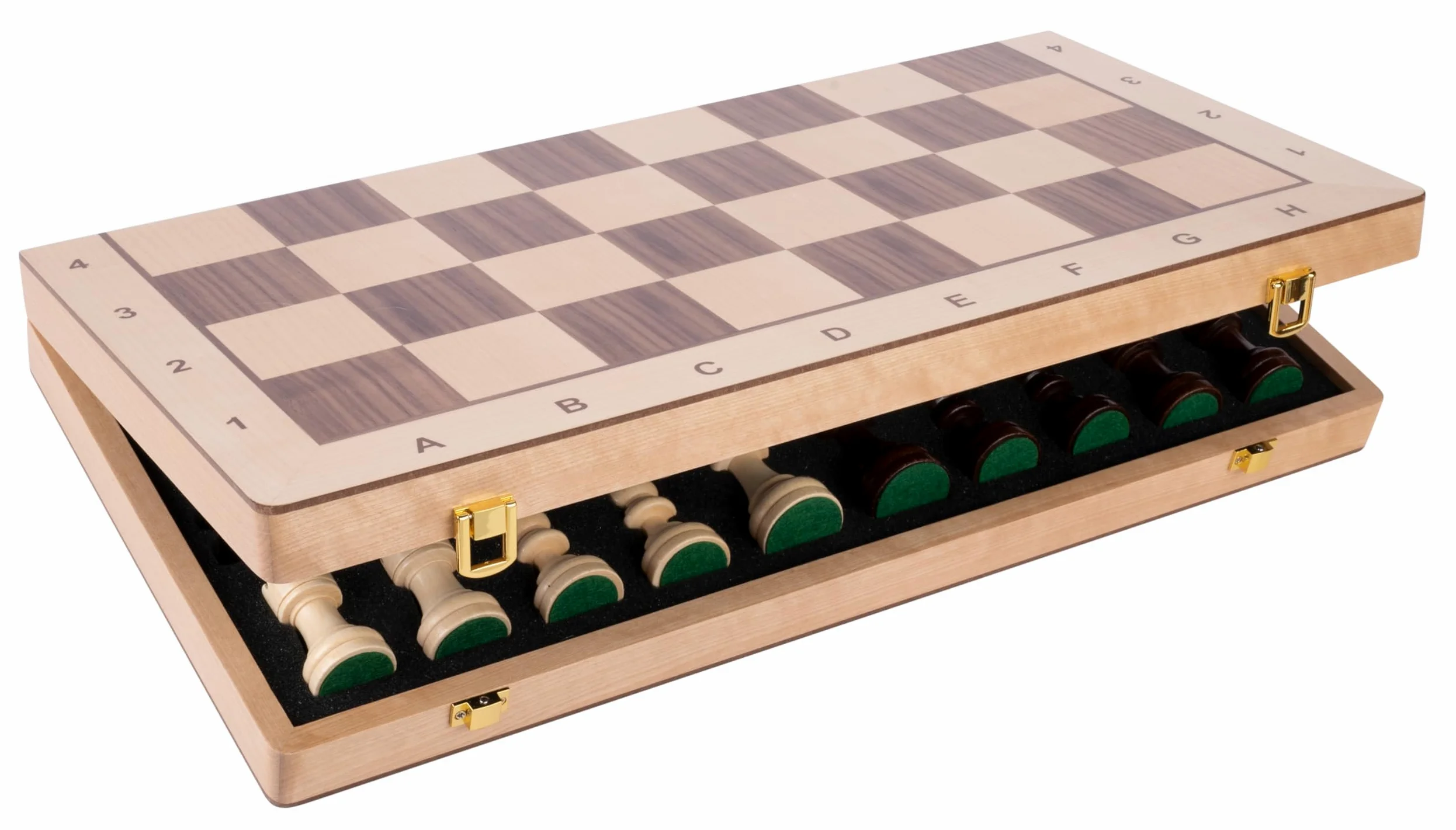 Grand Échiquier 45 Cm – Jeu D'Échecs Bois Bouleau, Pièces Lestées Roi 90 Mm | Echecs Grand Format Plateau Pliable Noyer Érable, Cases 50 Mm, 32 Pièces Lestées En Bois, Roi 90 Mm