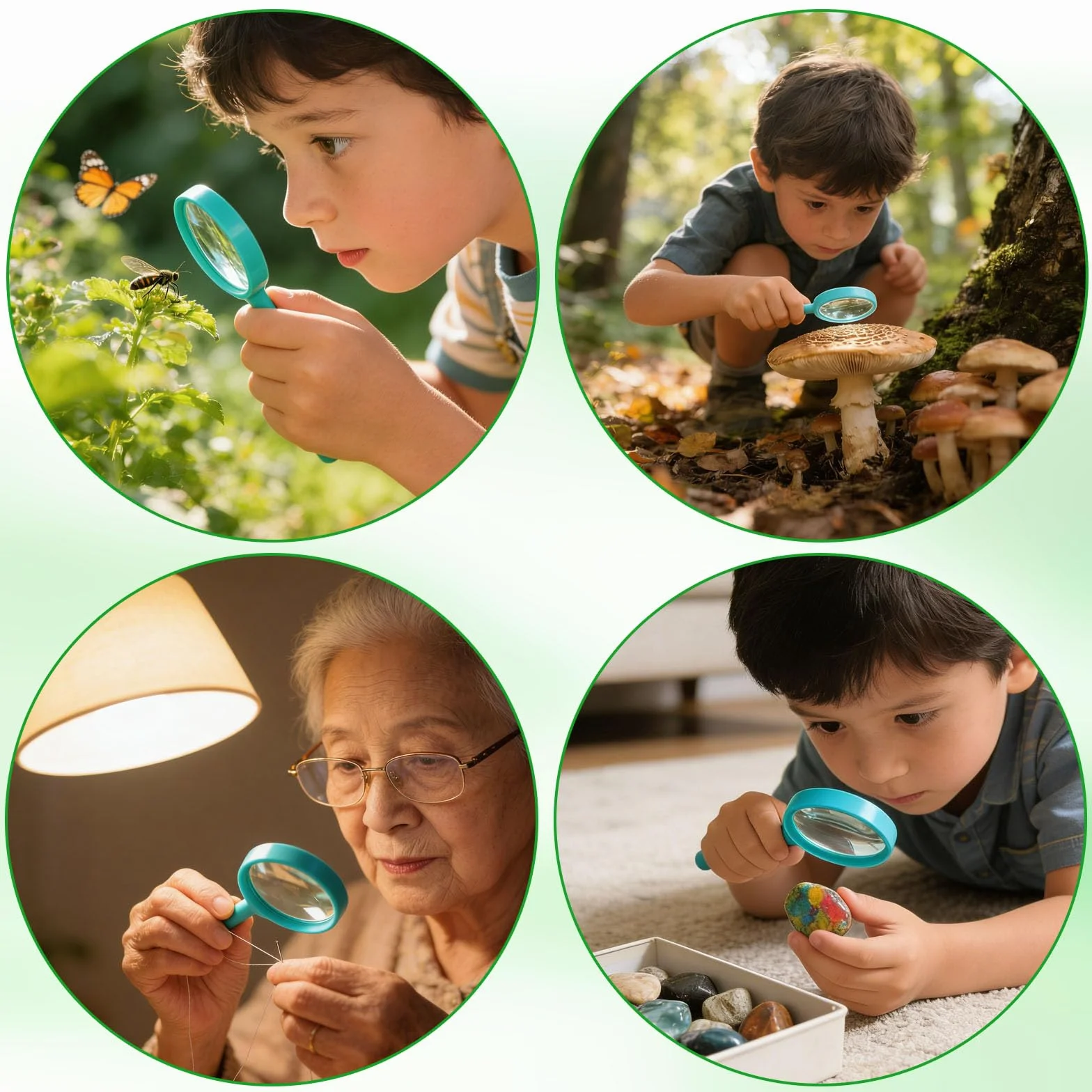 Lot de 8 Loupe pour Enfant Observer Insectes Plantes Cadeau Éducatif