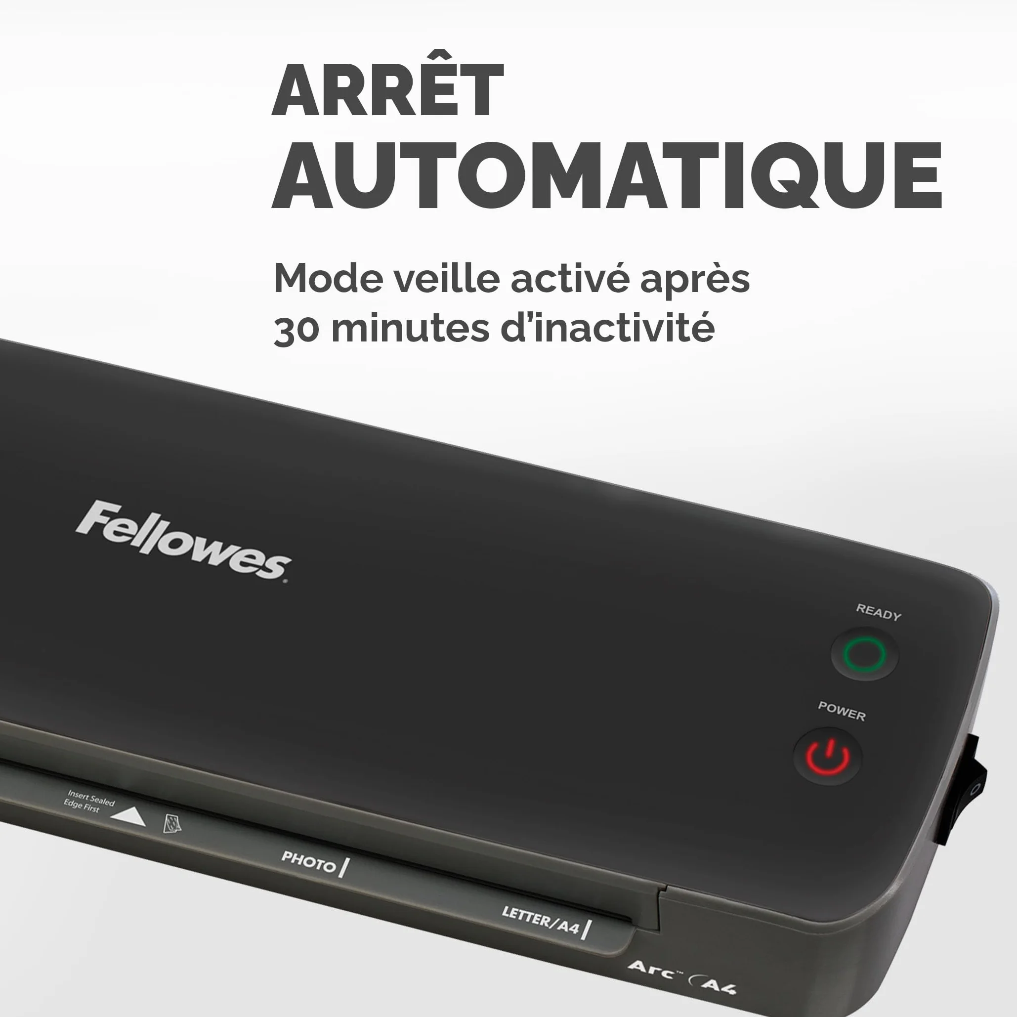 Fellowes plastifieuse Arc A4, plastification à chaud 80 microns, anti bourrage, 30cm/min