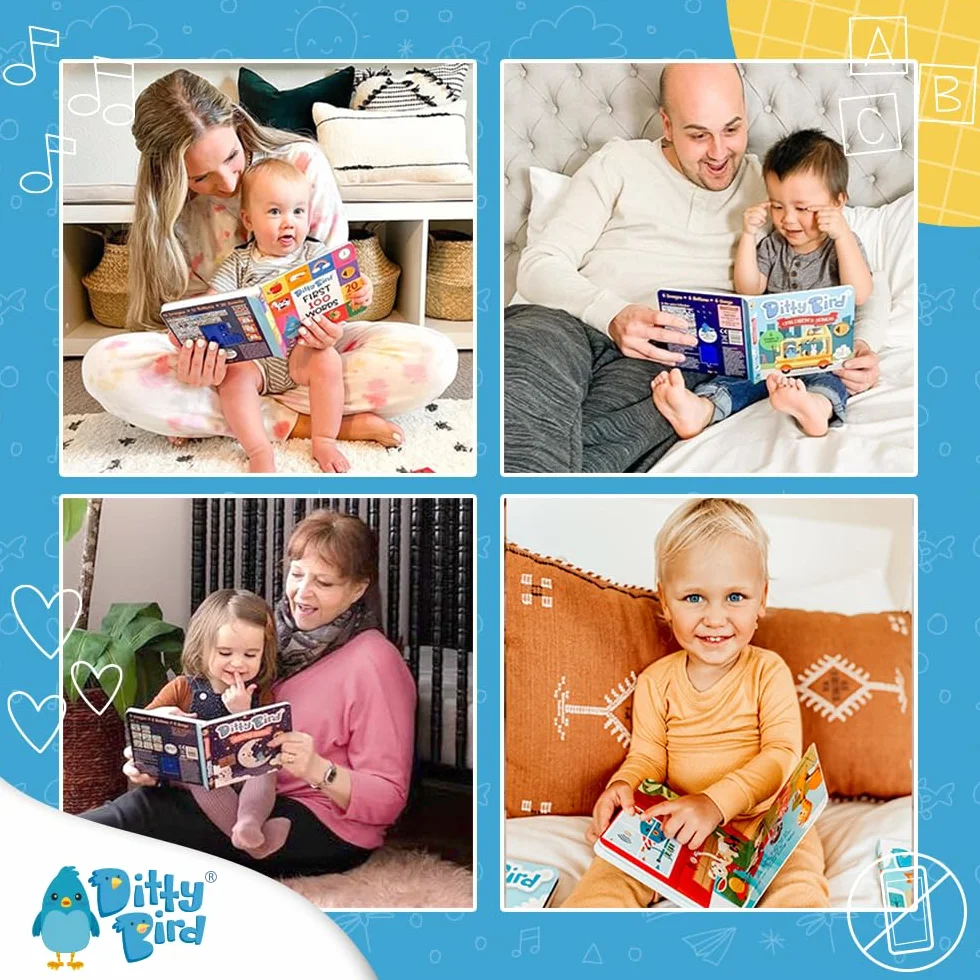 Ditty Bird Livres Parlants 100 Lieux 100 Mots Livres Cartonnés interactifs pour bébés 1-3 Ans