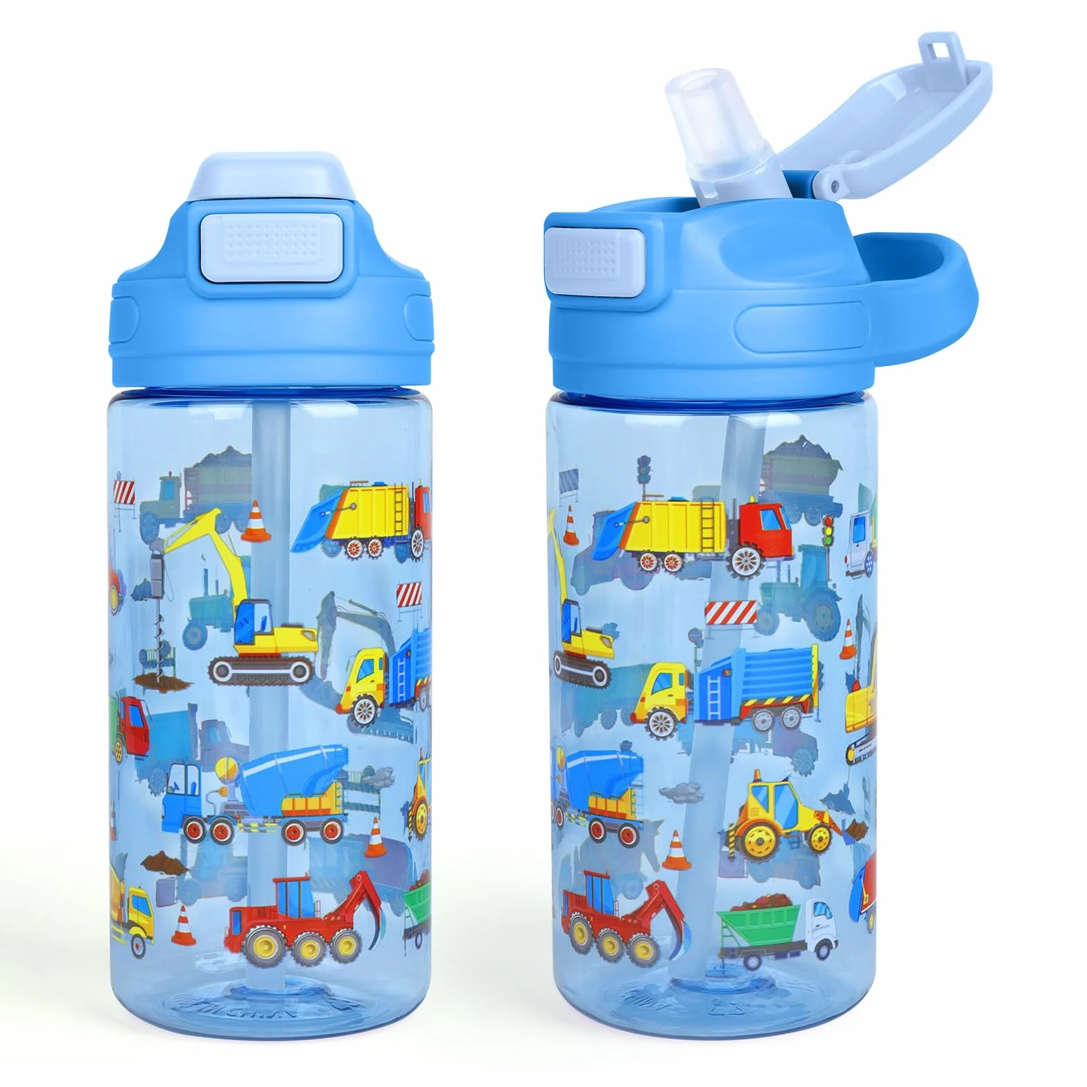 Gourde Enfant Anti-Fuite 480ml avec Paille et Poignée Sans BPA Bouteille Sport École