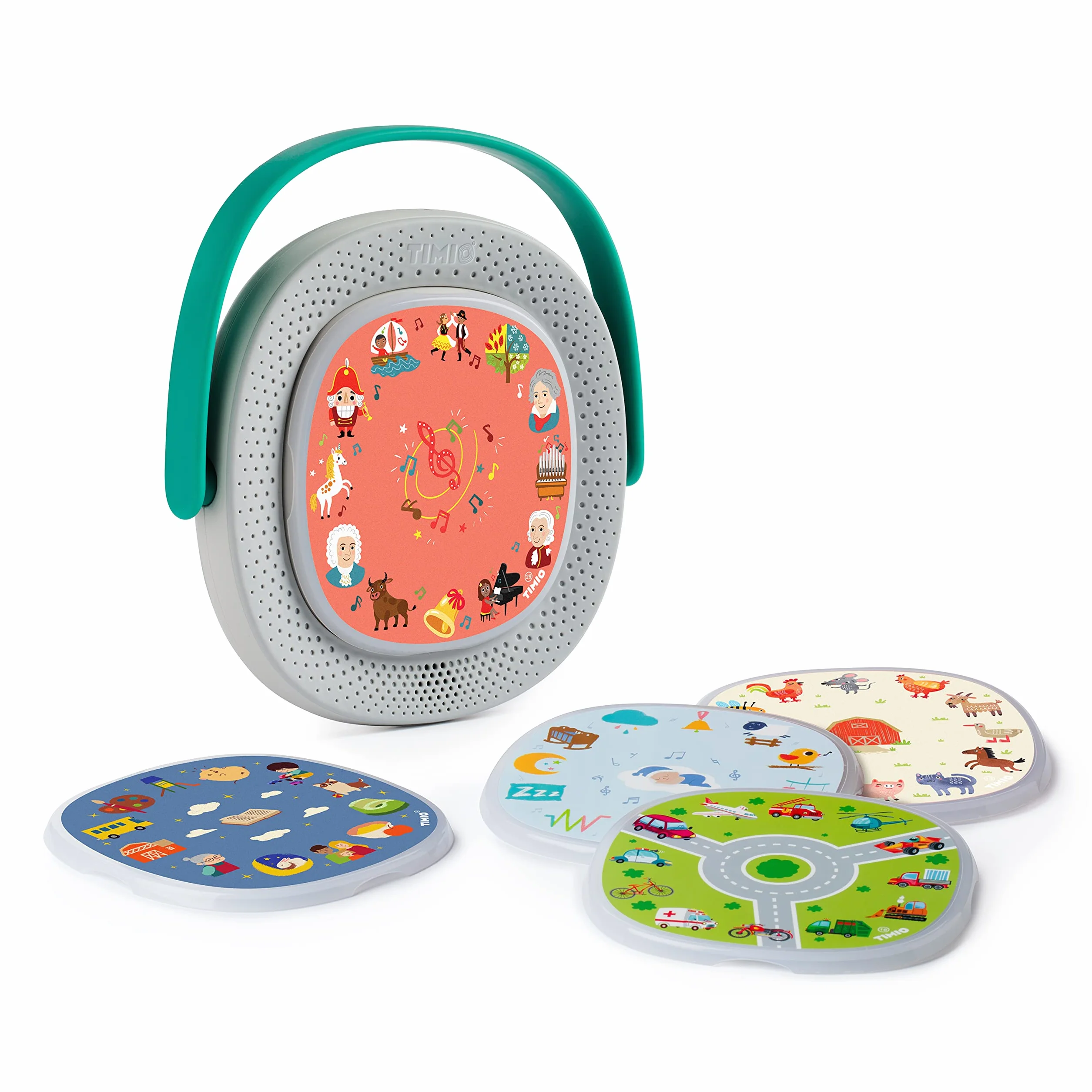 TIMIO Player + 5 Disques Jouet interactif Contes de fées Histoires Musique comptines 8 Langues 2-6 Ans