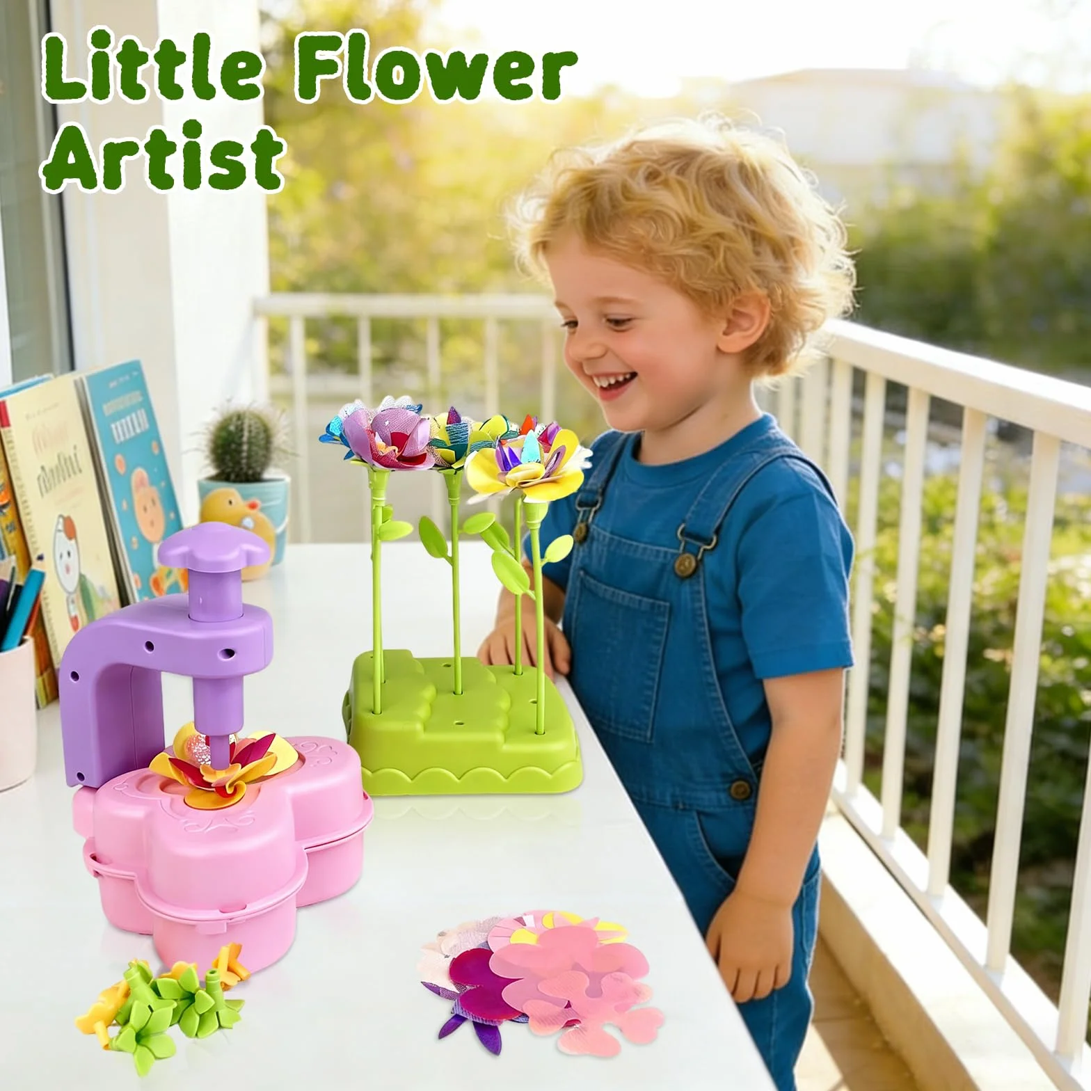 LUMITERRA Kit Création Bouquet de Fleurs DIY, Set de Bricolage avec Machine à Fleurs, Jouet Enfant 3 Ans+