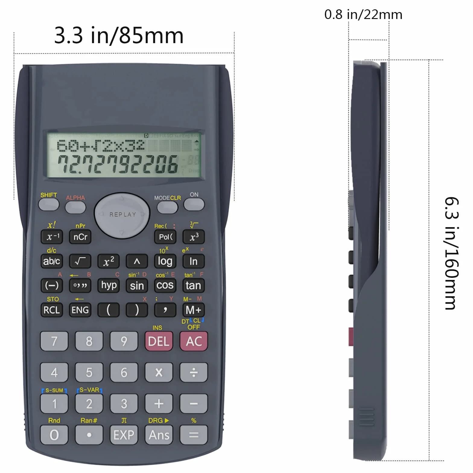 Helect Calculatrice Scientifique 2 Lignes Noir