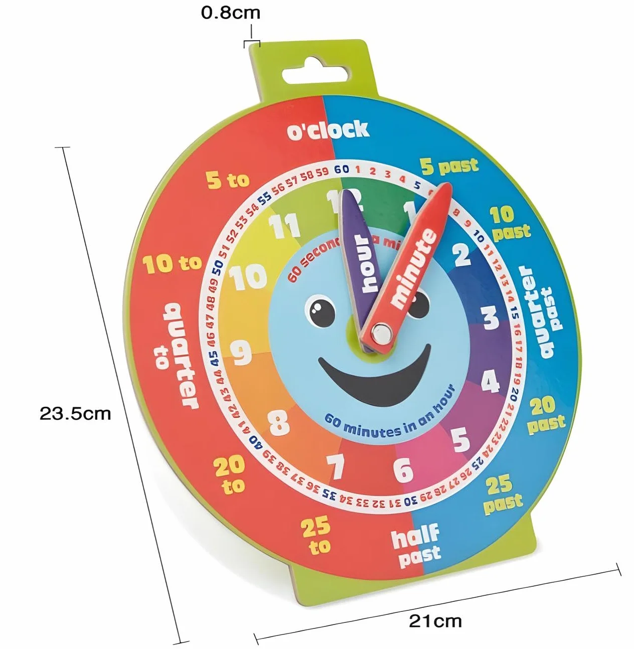 Morgan's Direct Horloge d'éducation précoce avec aiguilles mobiles et visage souriant magnétique
