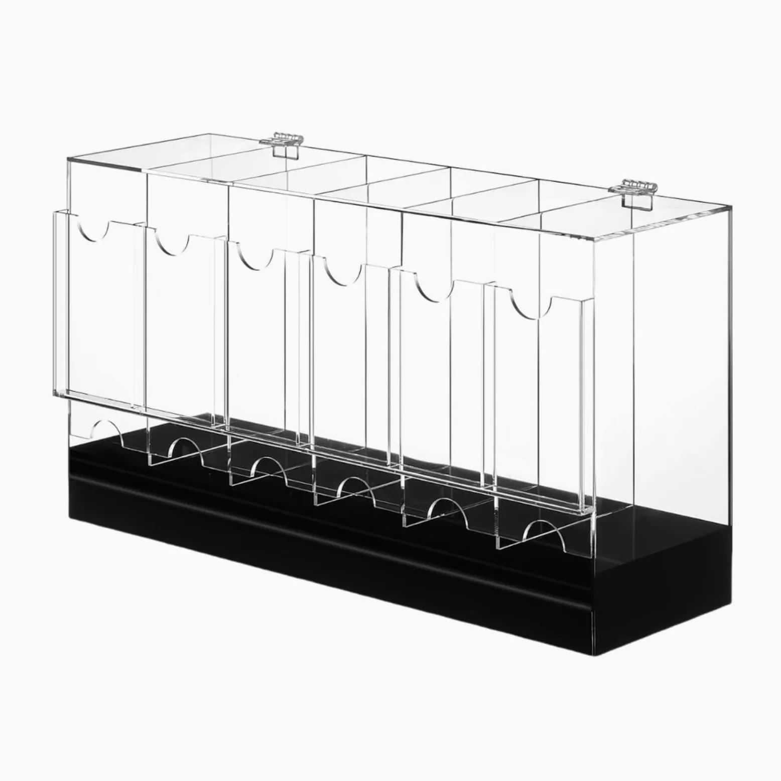 Distributeur de Boosters 6 Compartiments Boîte de Rangement Présentoir de Cartes Organisateur de Paquets Vitrine Acrylique Accès Fluide Aux Sachets en, Noir