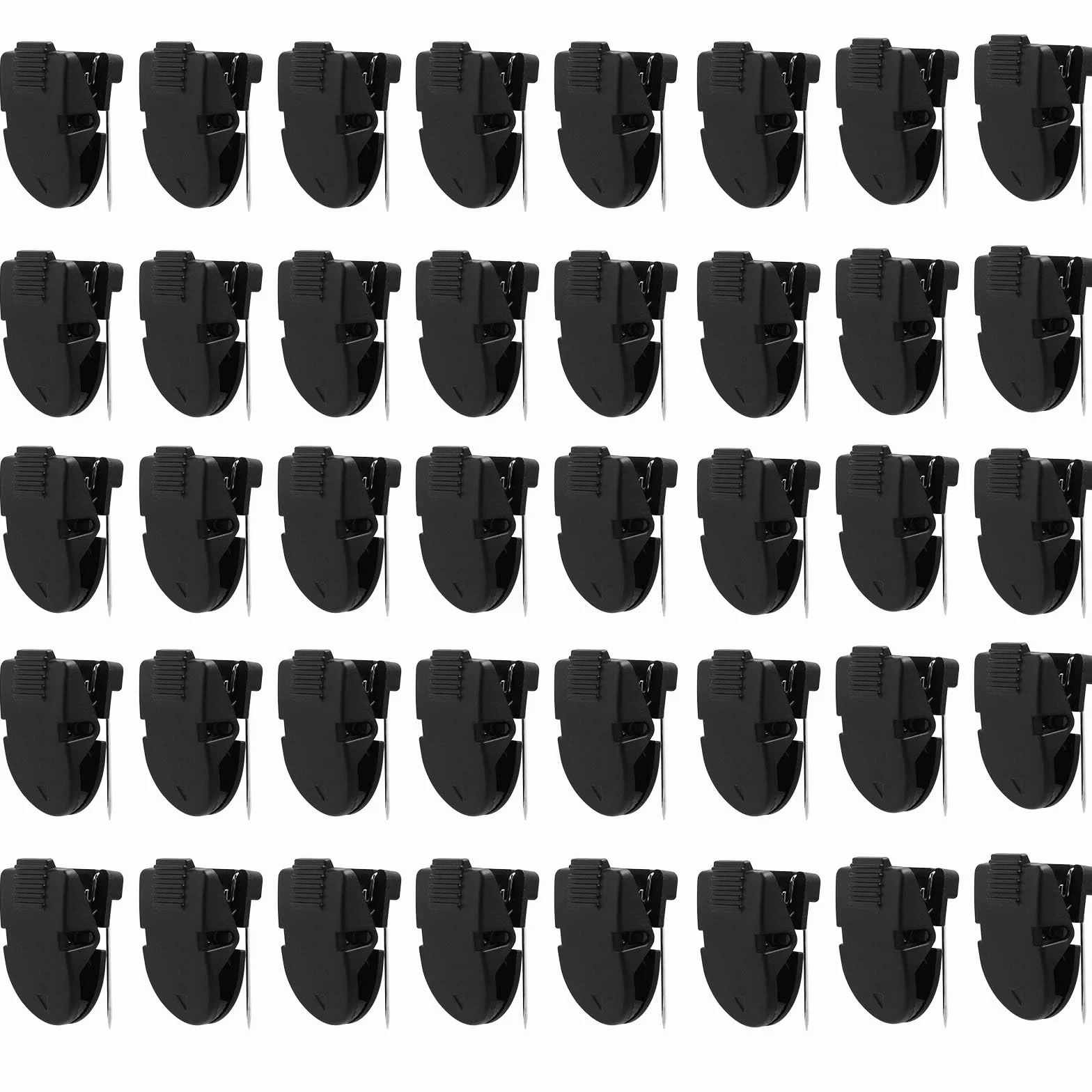 Pinces Cabine en Plastique 40pcs pour Crochets Muraux Punaises Cintres Photos Cadres Notes Mémos (Noir)