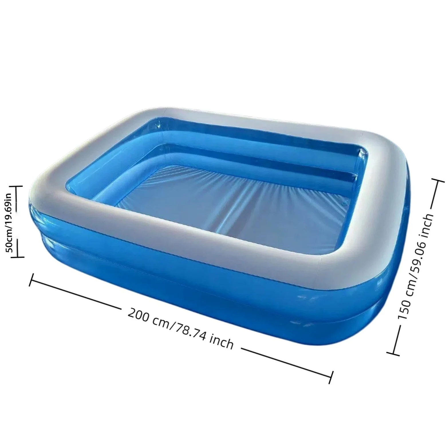 Générique Piscine Gonflable Rectangulaire 260x170x50cm, Piscine Familiale pour Enfants et Adultes, PVC Épais Sécurisée pour Jardin, Terrasse et Moments de Fraîcheur