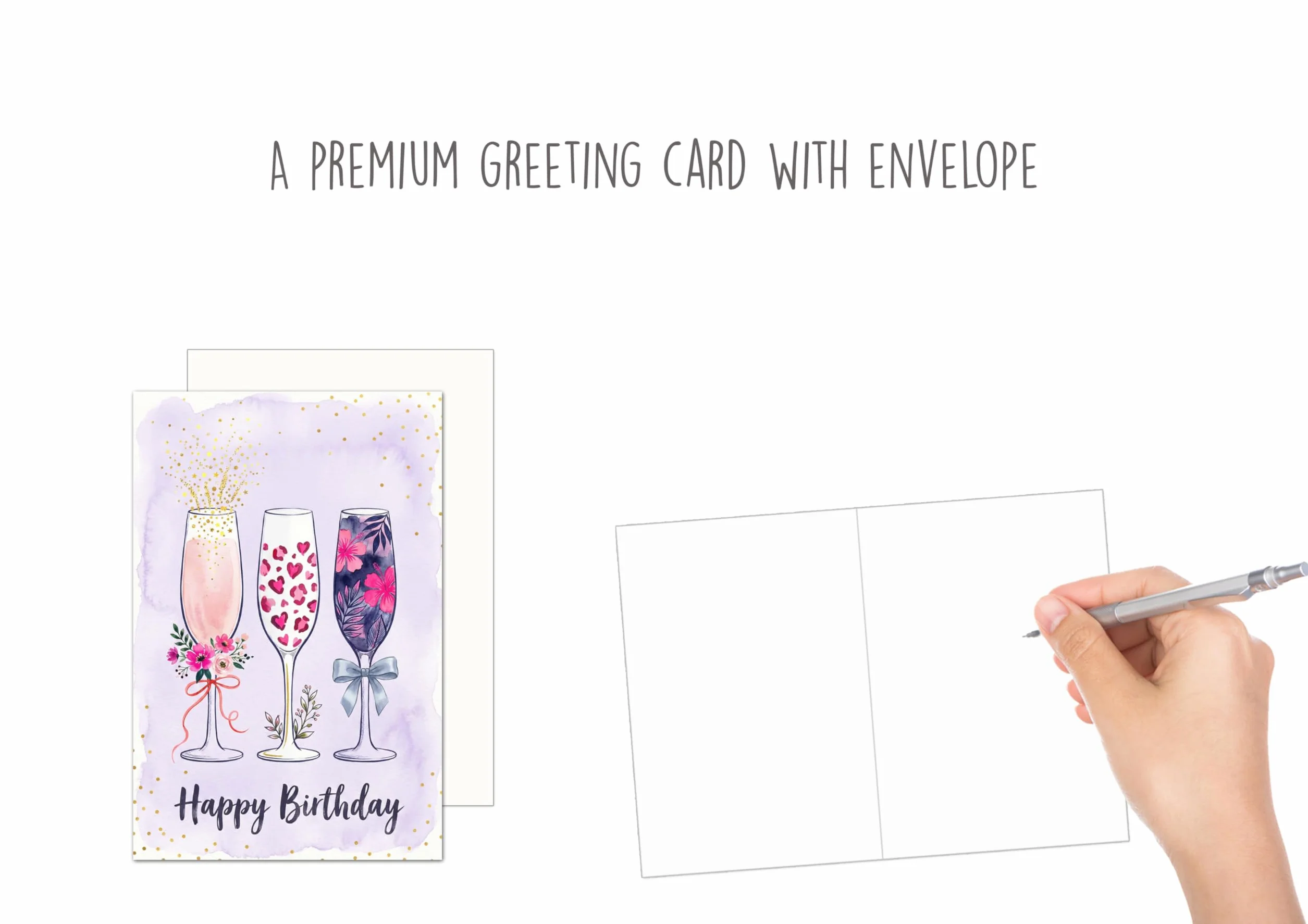 Edition Seidel Carte d'anniversaire avec enveloppe Happy Birthday femme homme élégant