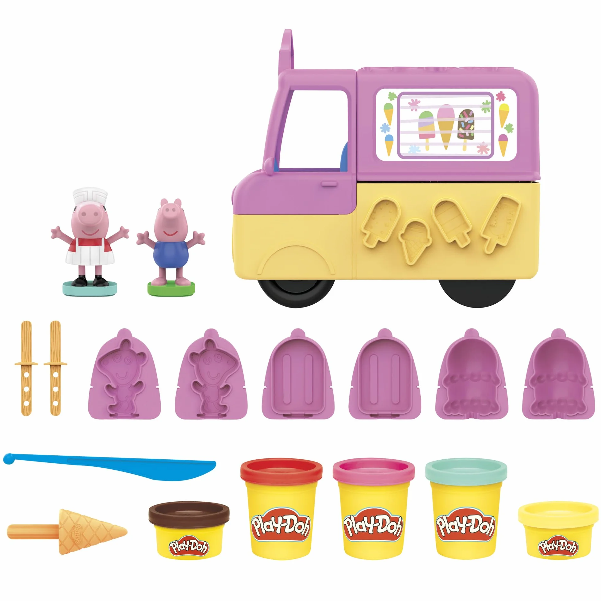 Play-Doh Peppa Pig Le Camion de Glaces Figurines Pâte à Modeler 5 Pots Jouet Créatif 3 Ans