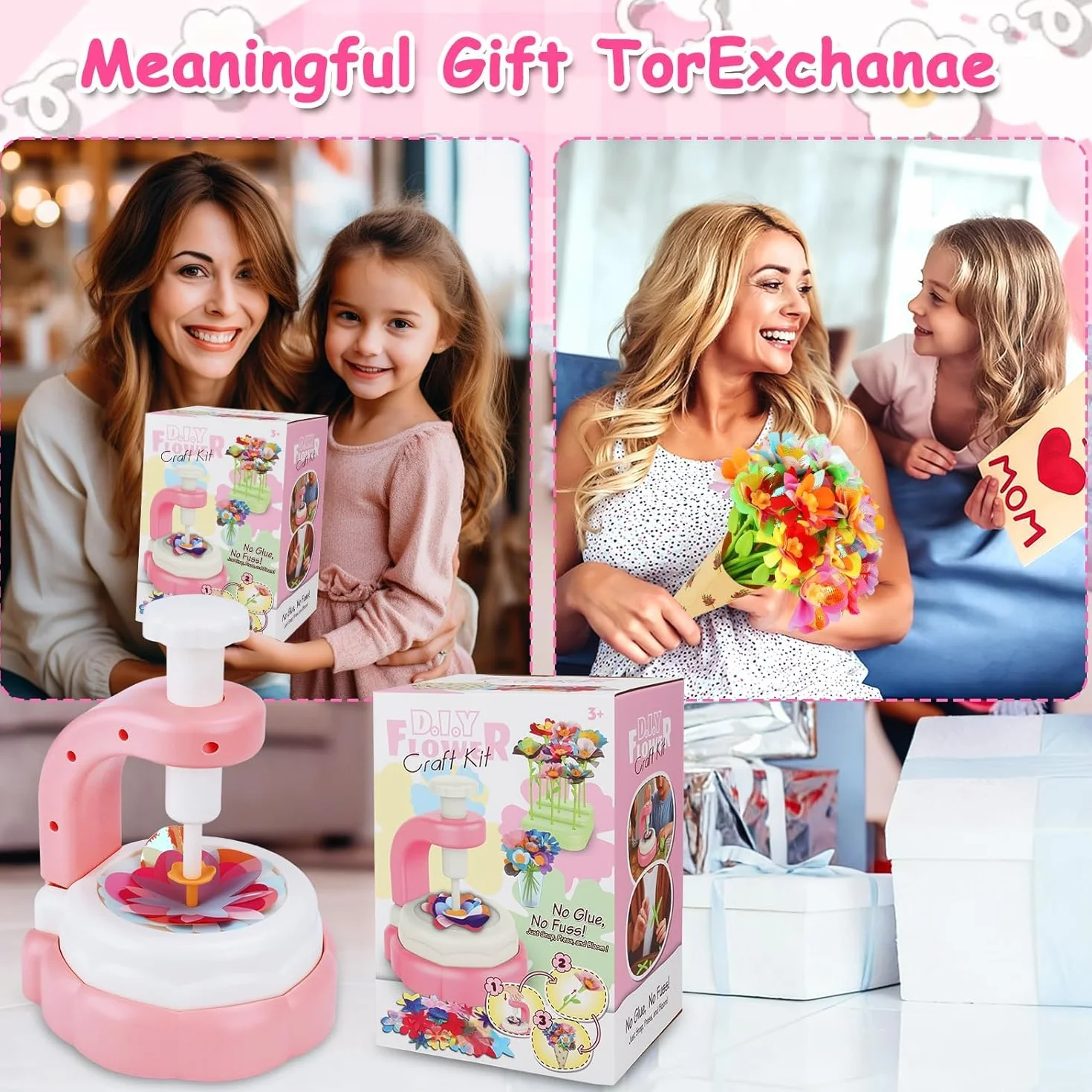 TOSUTO Kit Fabrication de Fleurs Tissu, Création Bouquet Fleurs, Jeux Educatif Enfant 3+ Ans - Rose