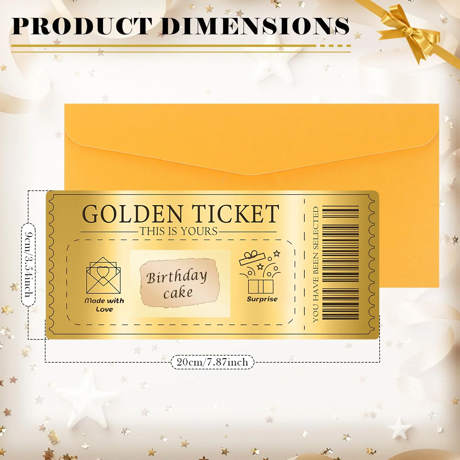 Carte À Gratter Personnalisable Golden Ticket 6 Set Avec Enveloppe