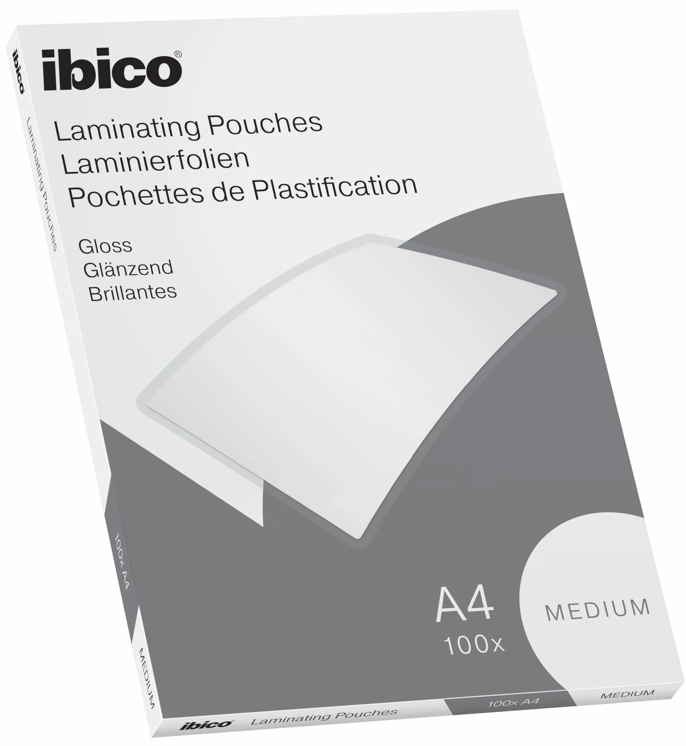 Ibico Pochette à Plastifier A4 200 Microns Brillante Coins Arrondis 21 x 29,7 cm 100 Pièces