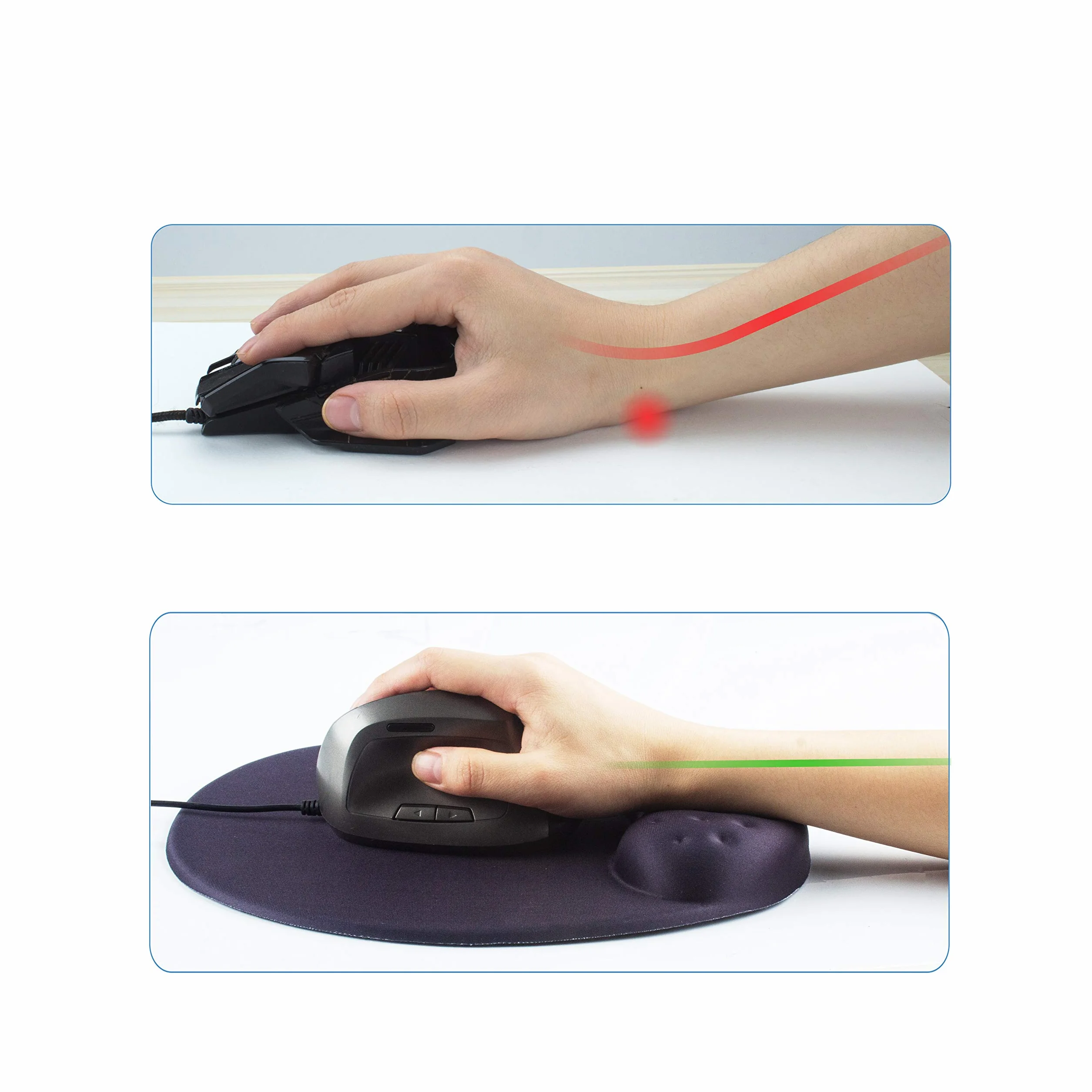 BRILA Tapis de Souris avec Repose-Poignet Gel Mousse à Mémoire de Forme Antidérapant Soulagement Douleur Bureau Ordinateurs