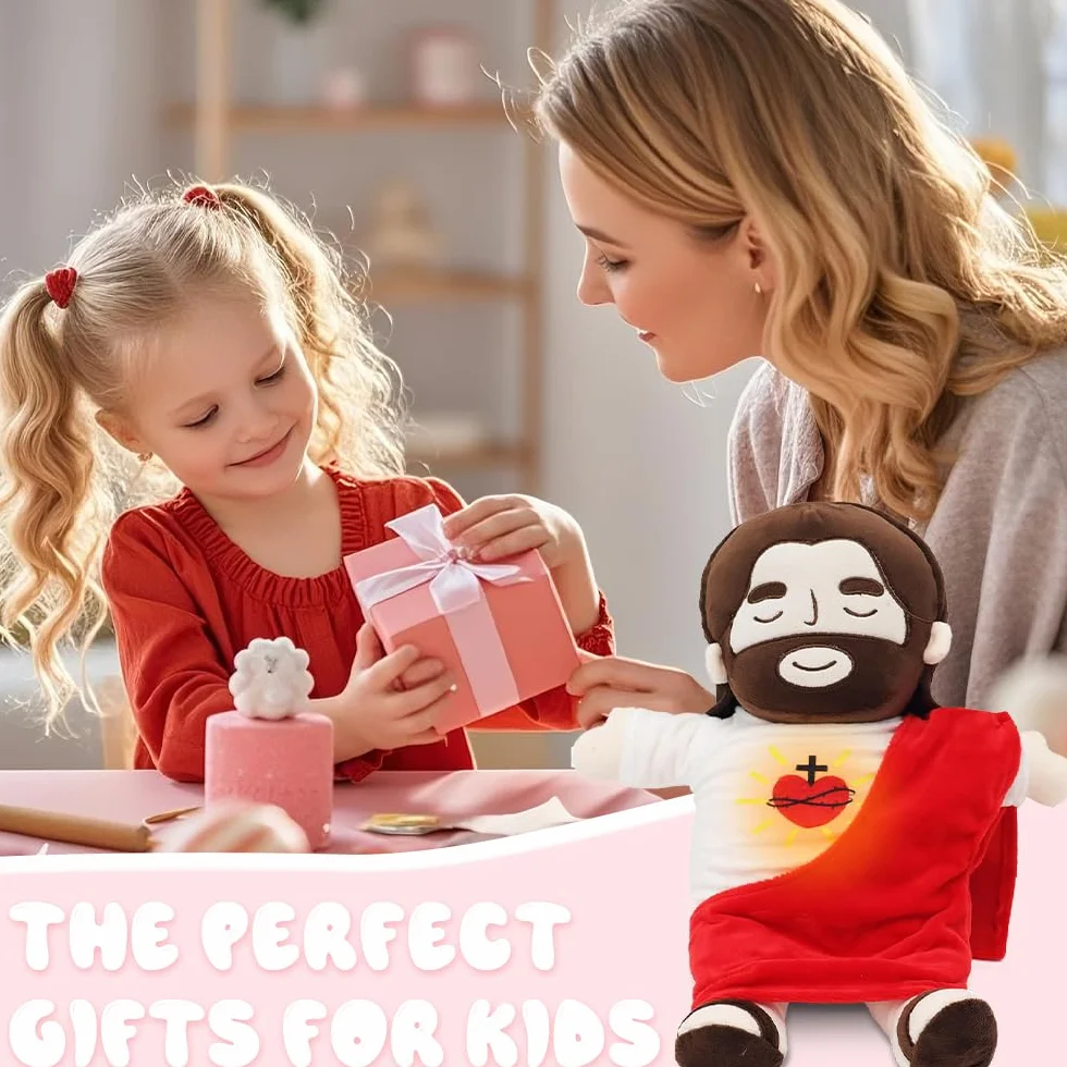 Peluche Jésus Respirant 40 cm avec Musique et Lumières