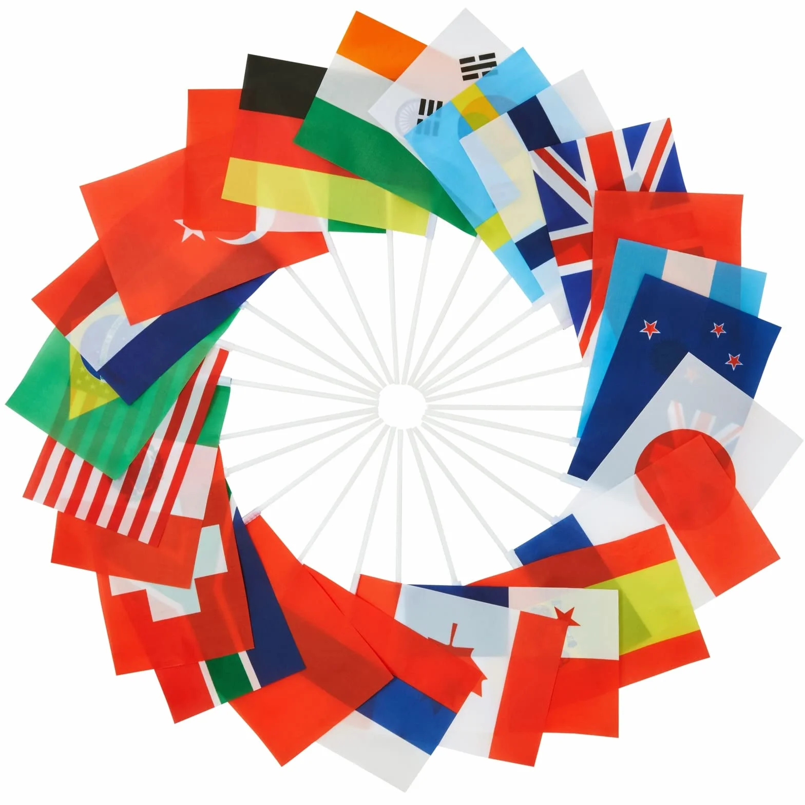Juvale Drapeaux Pays du Monde Internationaux 21 x 13,9 cm avec Supports 30 cm Paquet de 24