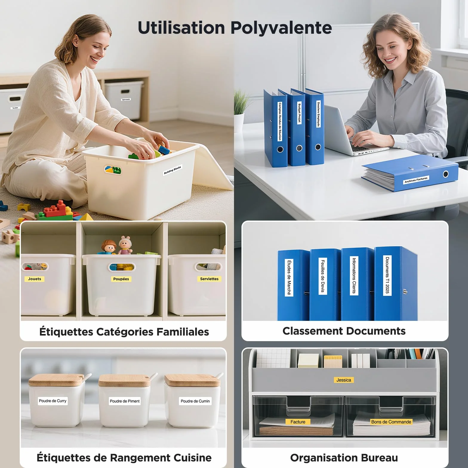 SUPVAN KATASYMBOL E10/E11/E16 2 Rouleaux Étiquettes Thermiques Autocollantes 15 mm x 6 m Noir sur Blanc