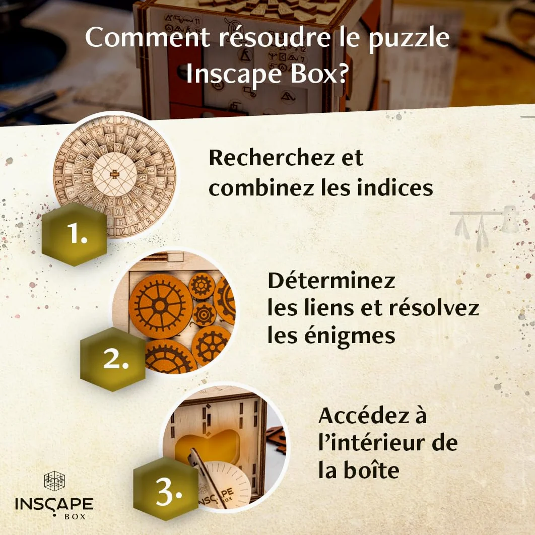 INSCAPE Da Vinci´s Marvel - Boîte de puzzle en bois - Boîte de puzzle - Escape Room - Jeu de puzzle pour adultes et enfants - Puzzle 3D en bois - Cluebox - Jigsaw Puzzle