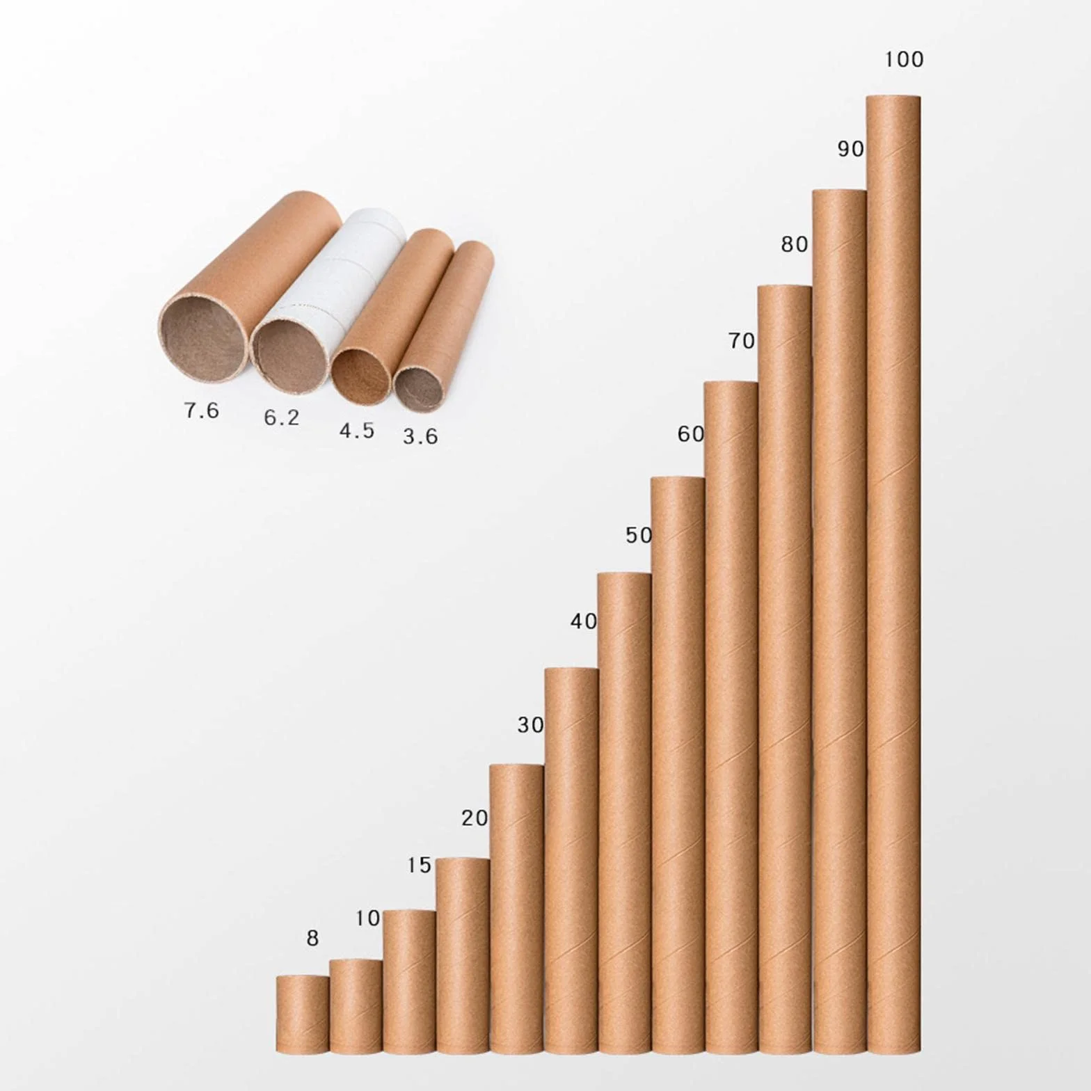 Amagogo Tubes pour affiches Diamètre intérieur 6 cm Carton avec bouchons Ronds 50CM
