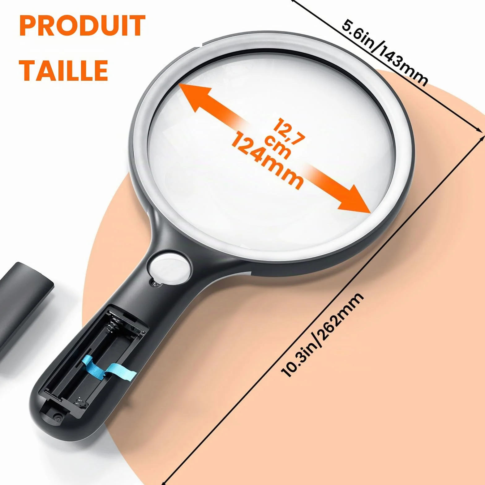 Loupe Grossissante 130 mm 20x30x avec 24 LED et Lampe UV pour Lecture