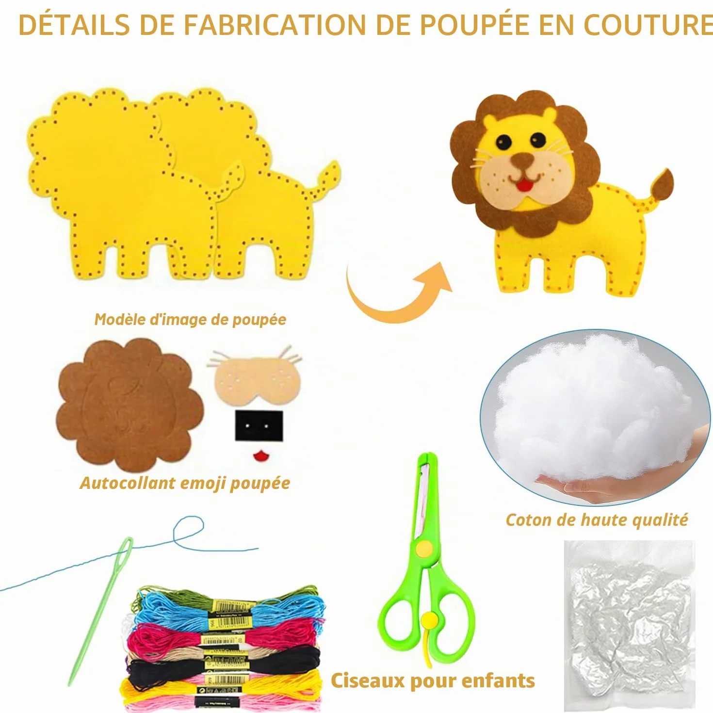 Kit de Couture Enfant Feutre Animal - Adapté aux Débutants