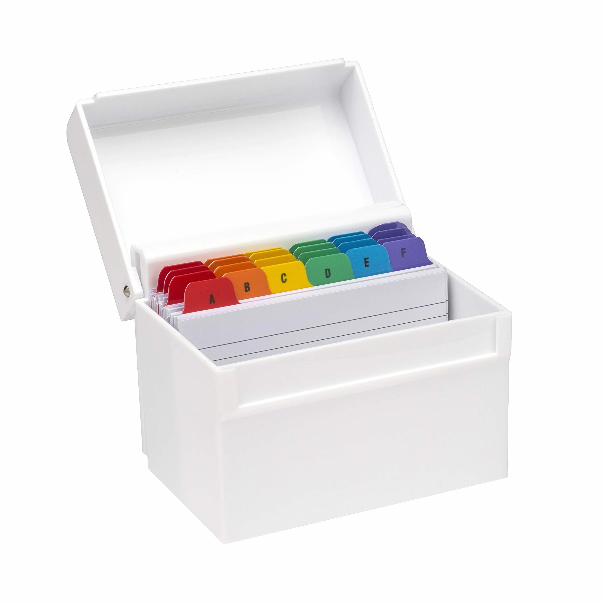 OSCO Boîte d'index en plastique blanc brillant A-Z 100 feuilles lignées 15,2 x 10,2 cm Cartes flash de révision