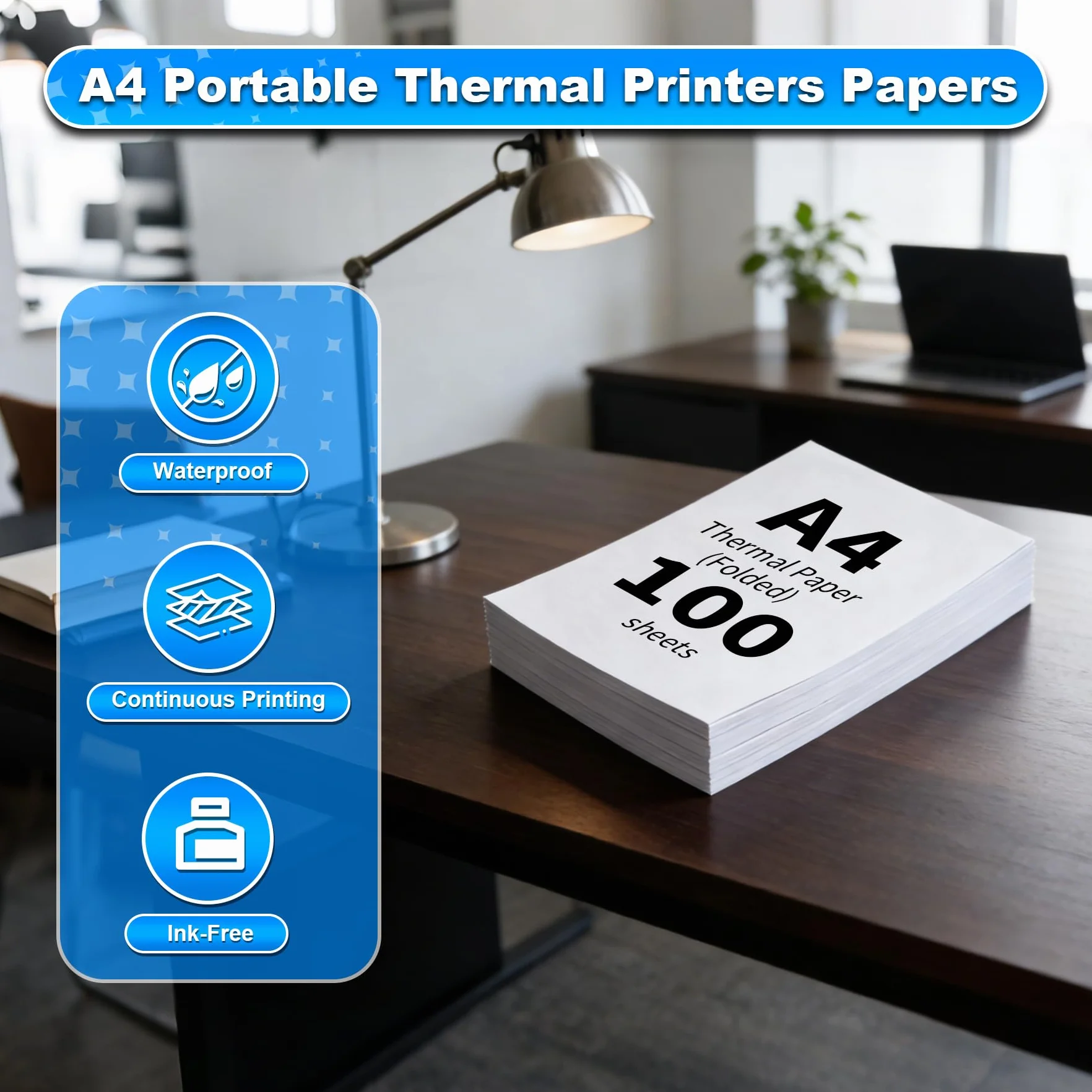 Papier Thermique A4 Sans BPA 100 Feuilles Séchage Rapide