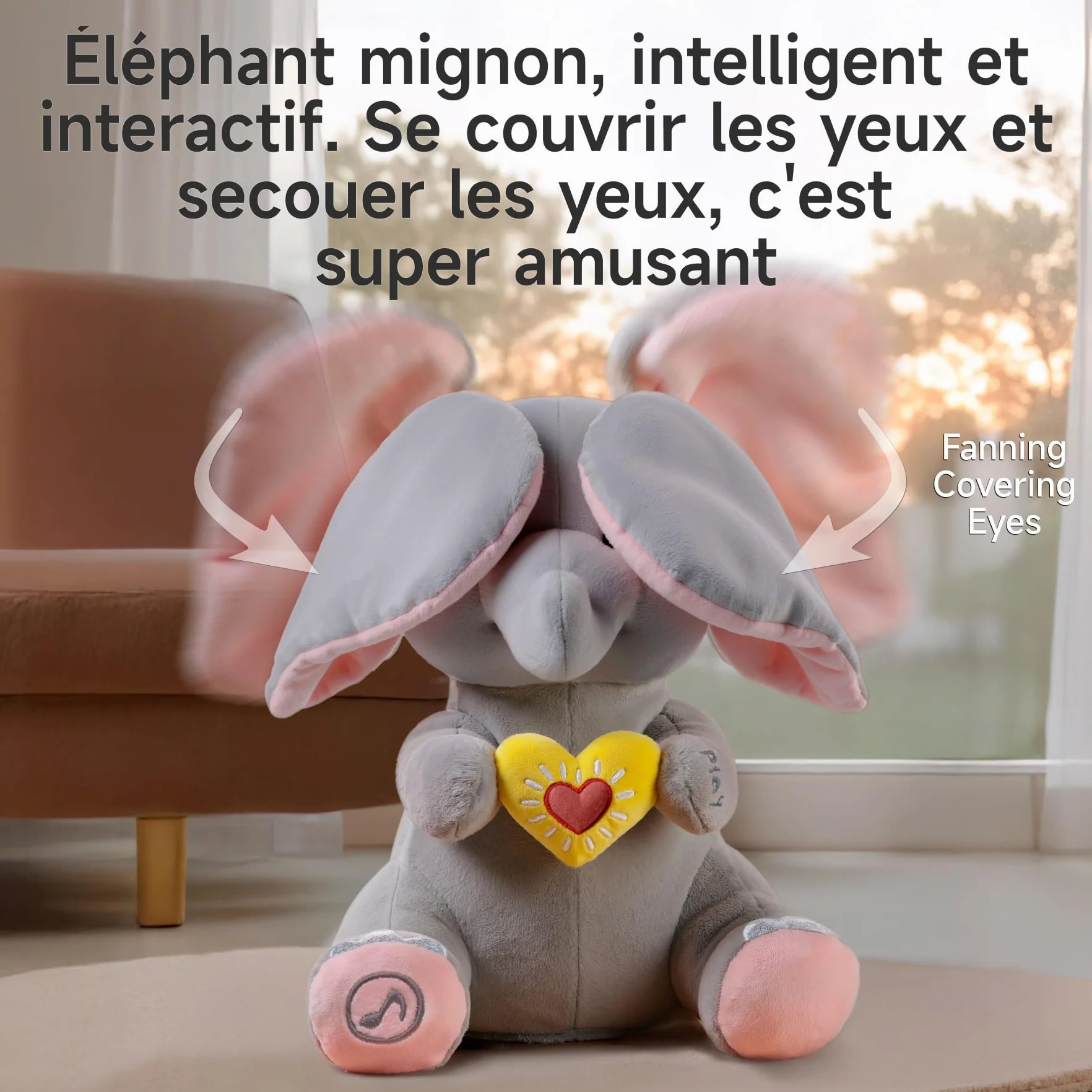 Flappy L'Éléphant Peluche Éléphant Animé Interactif Qui Chante Jouet Électrique Doudou Musical pour Bébé