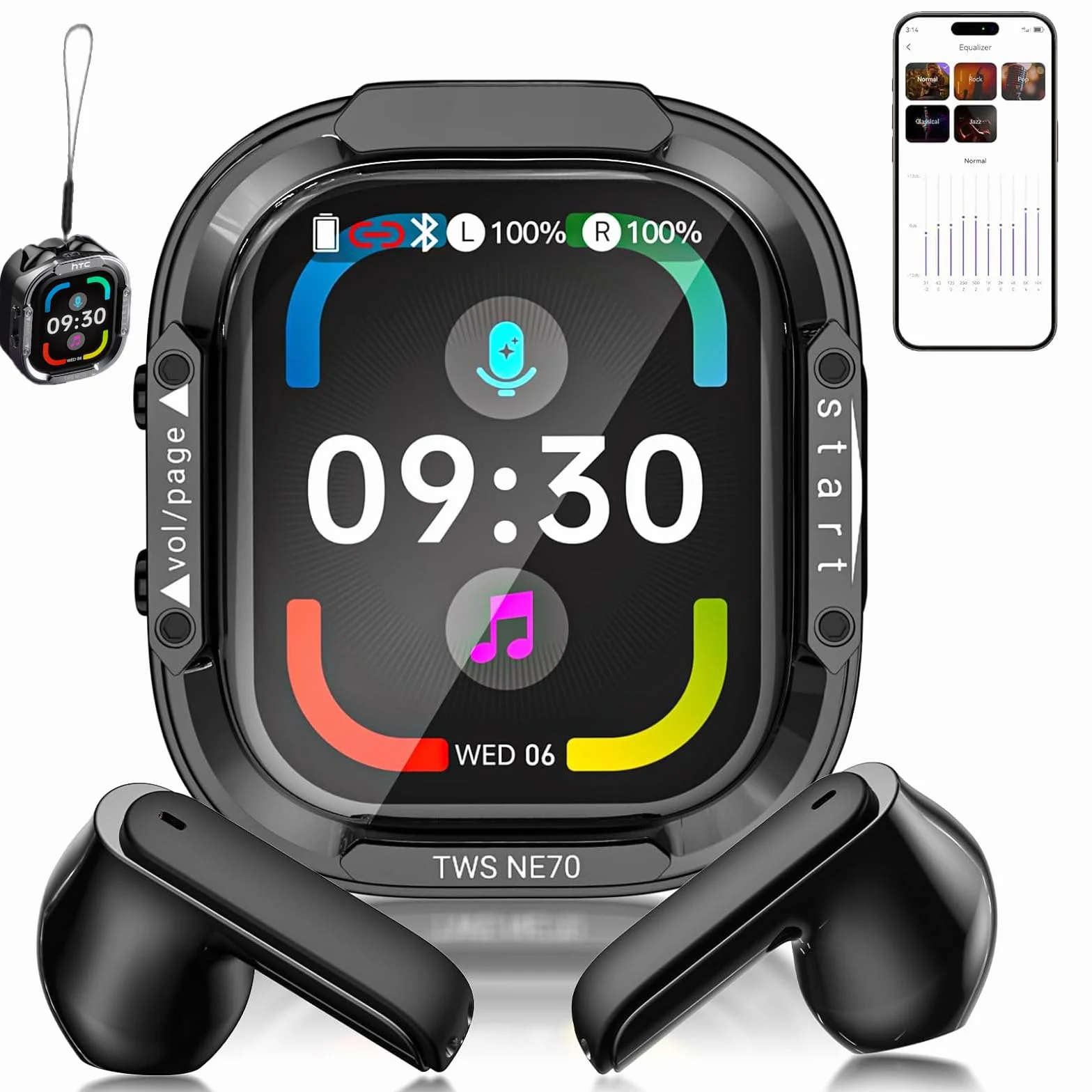 Ecouteur Traducteur Instantané 165 Langues Bluetooth 6.0 Écran Tactile 7 Modes Autonomie 60 h Noir