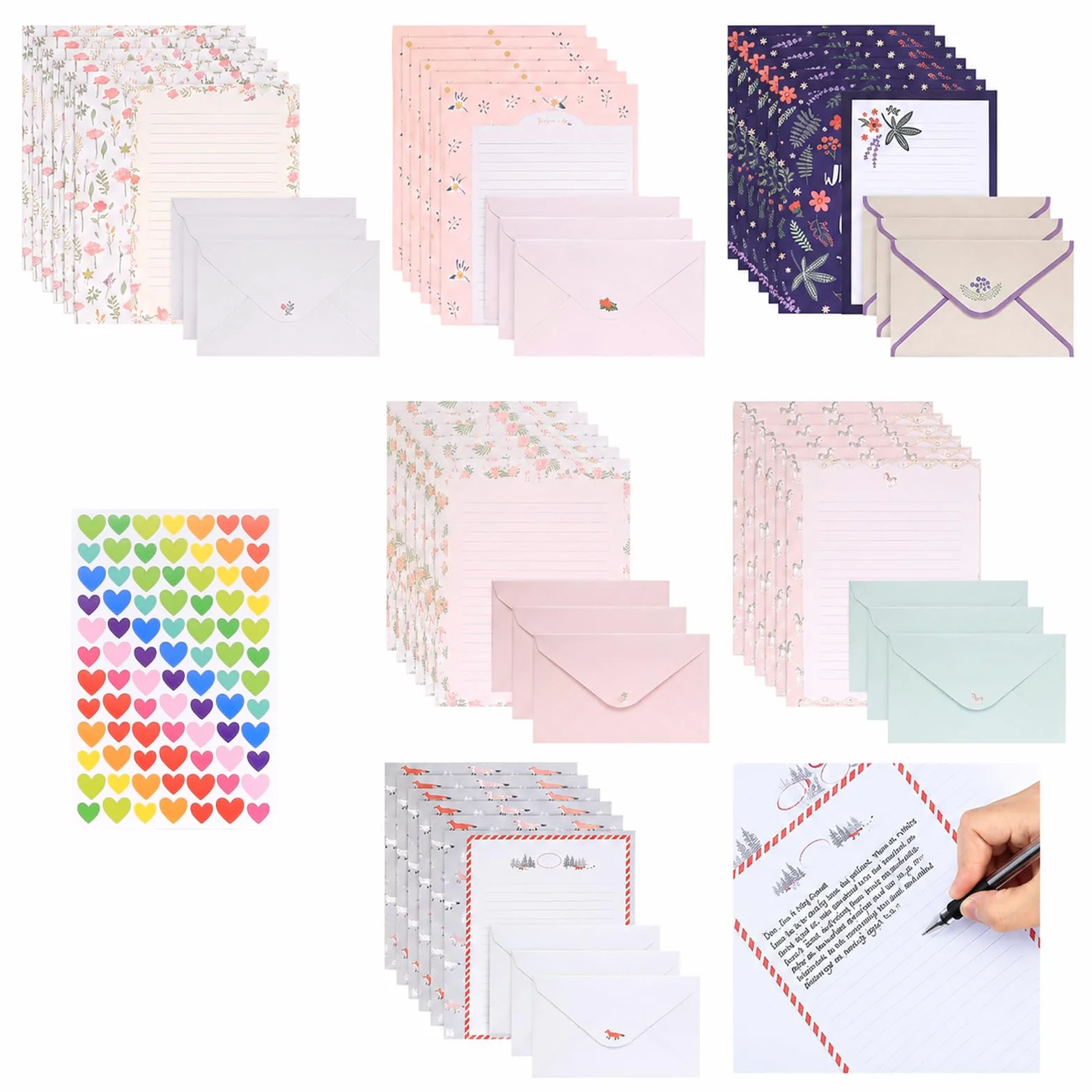 Papier à Lettres A5 36 Papiers 18 Enveloppes Set Ensembles d'écriture Papeterie Lignée
