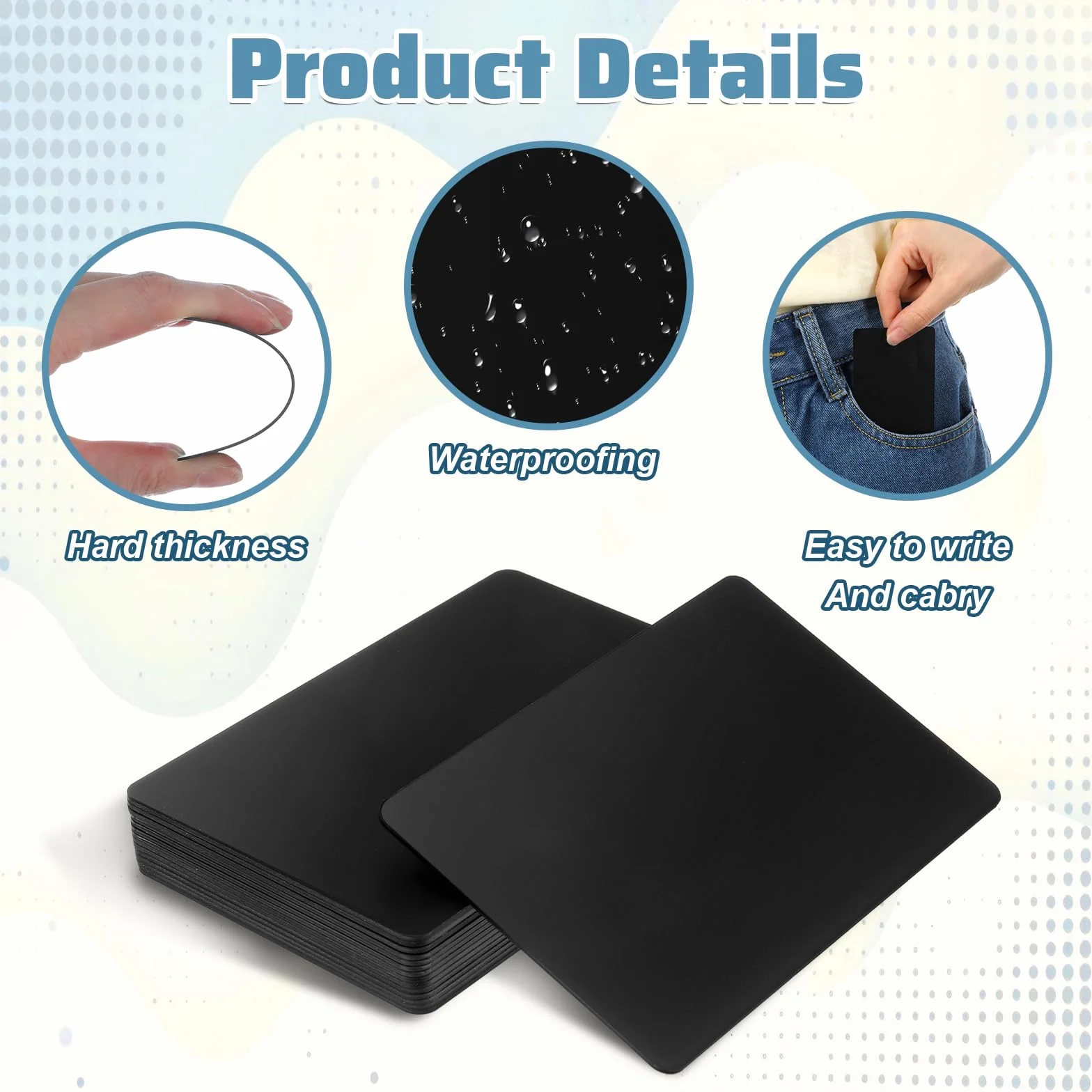 Cartes NFC NTAG215 Noir Réinscriptibles Lot de 20 - Cartes de visite NFC Mémoire 504 octets Compatible tous appareils